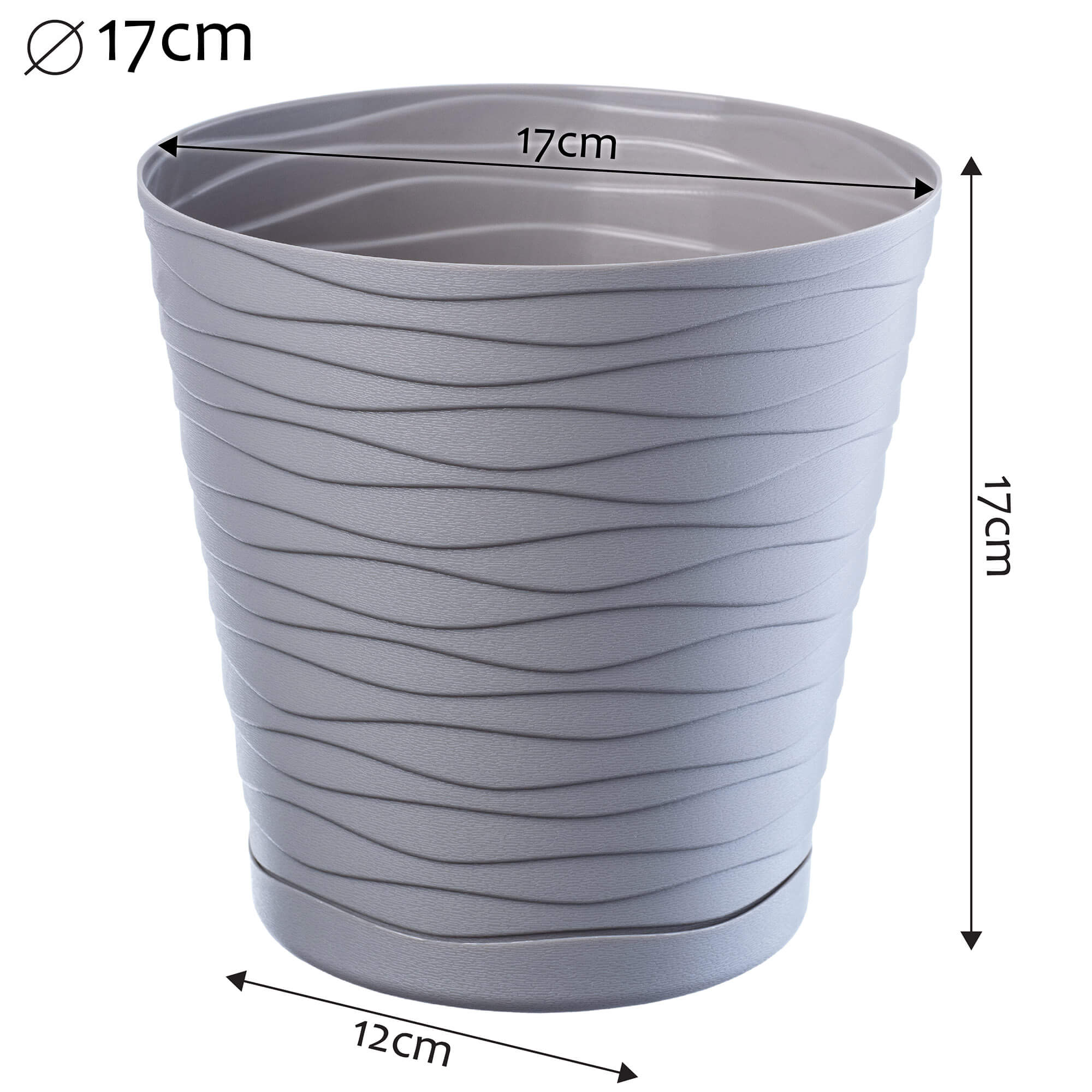 Doniczka z podstawką Greve 17 cm, szara