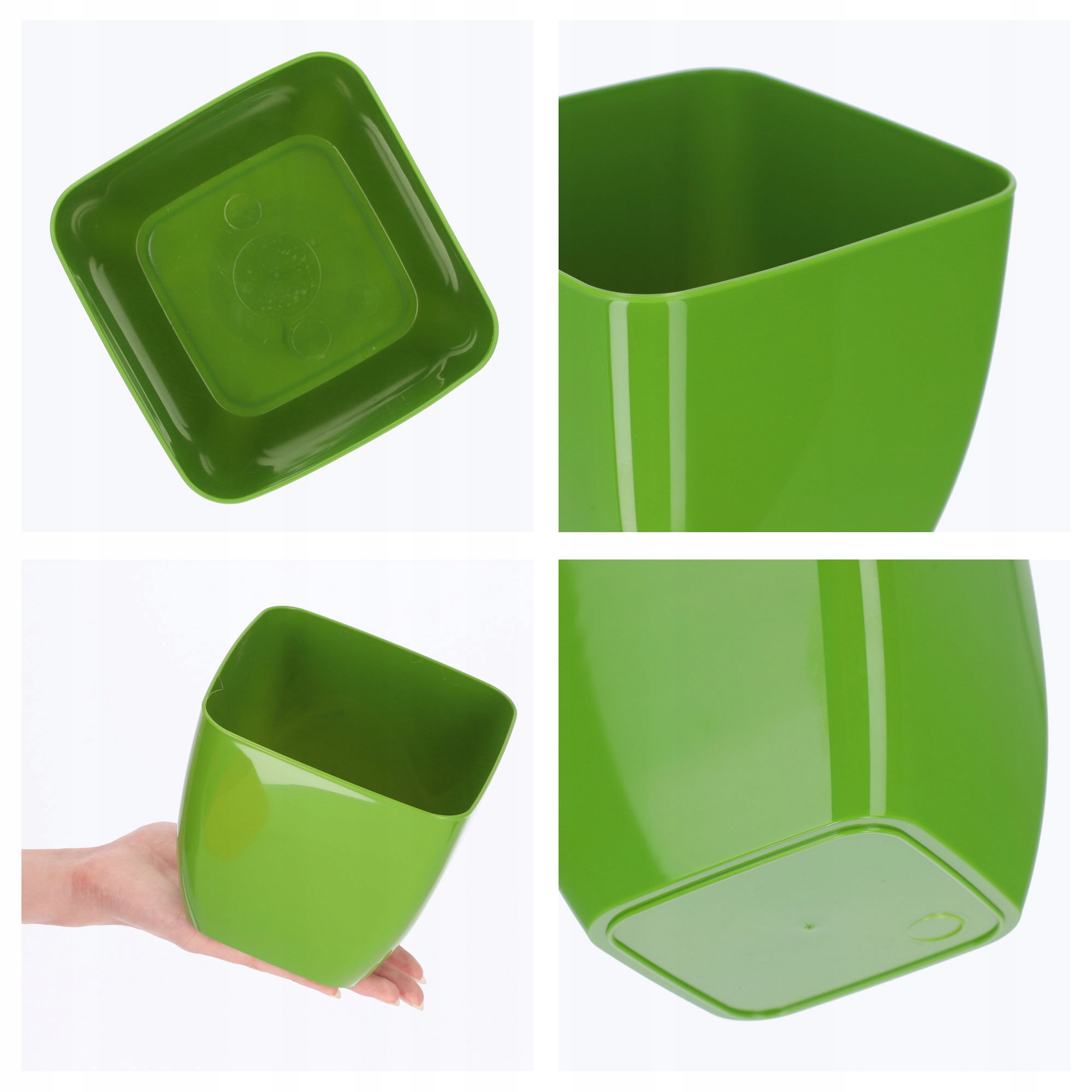 Doniczka kwadratowa Borgo 14 cm, zielona