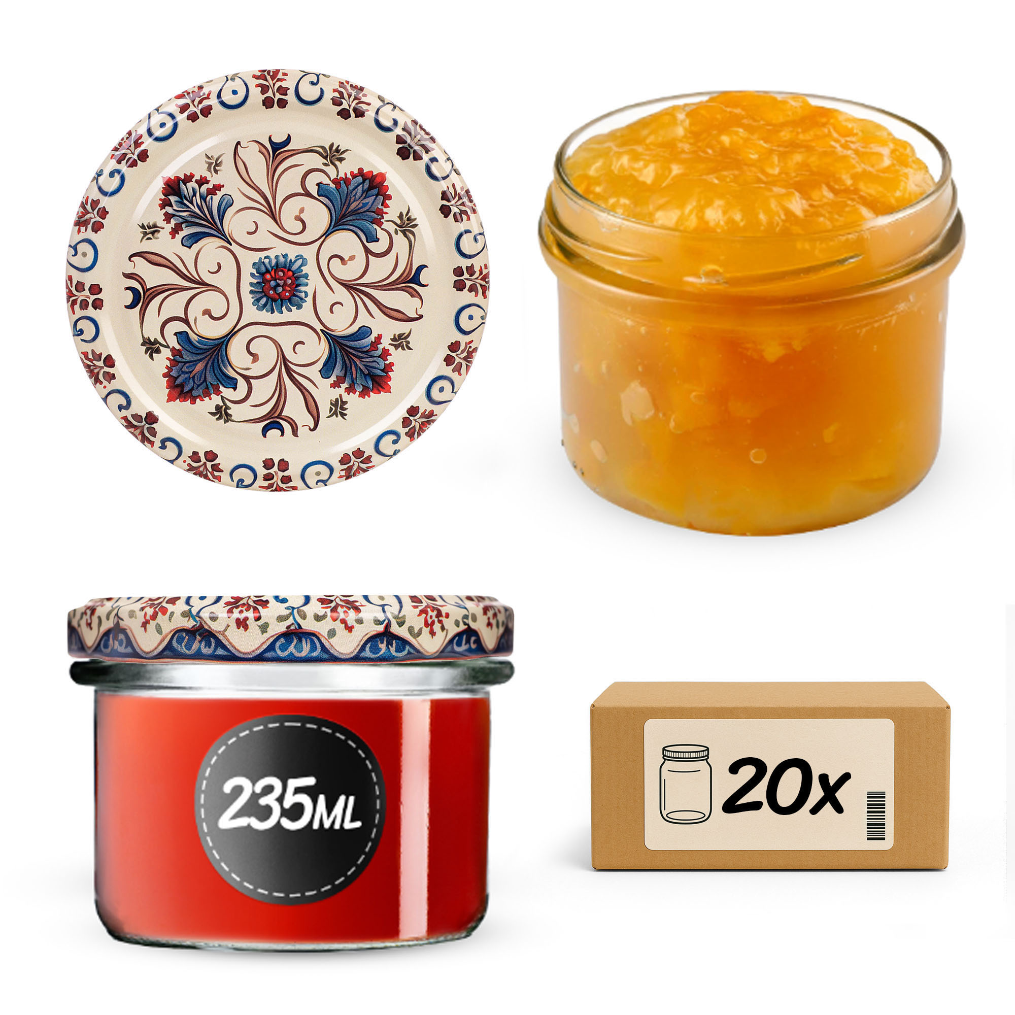 Słoiki na przetwory Tartu 235ml fi82mm 20szt + wieczko Ceramics 3