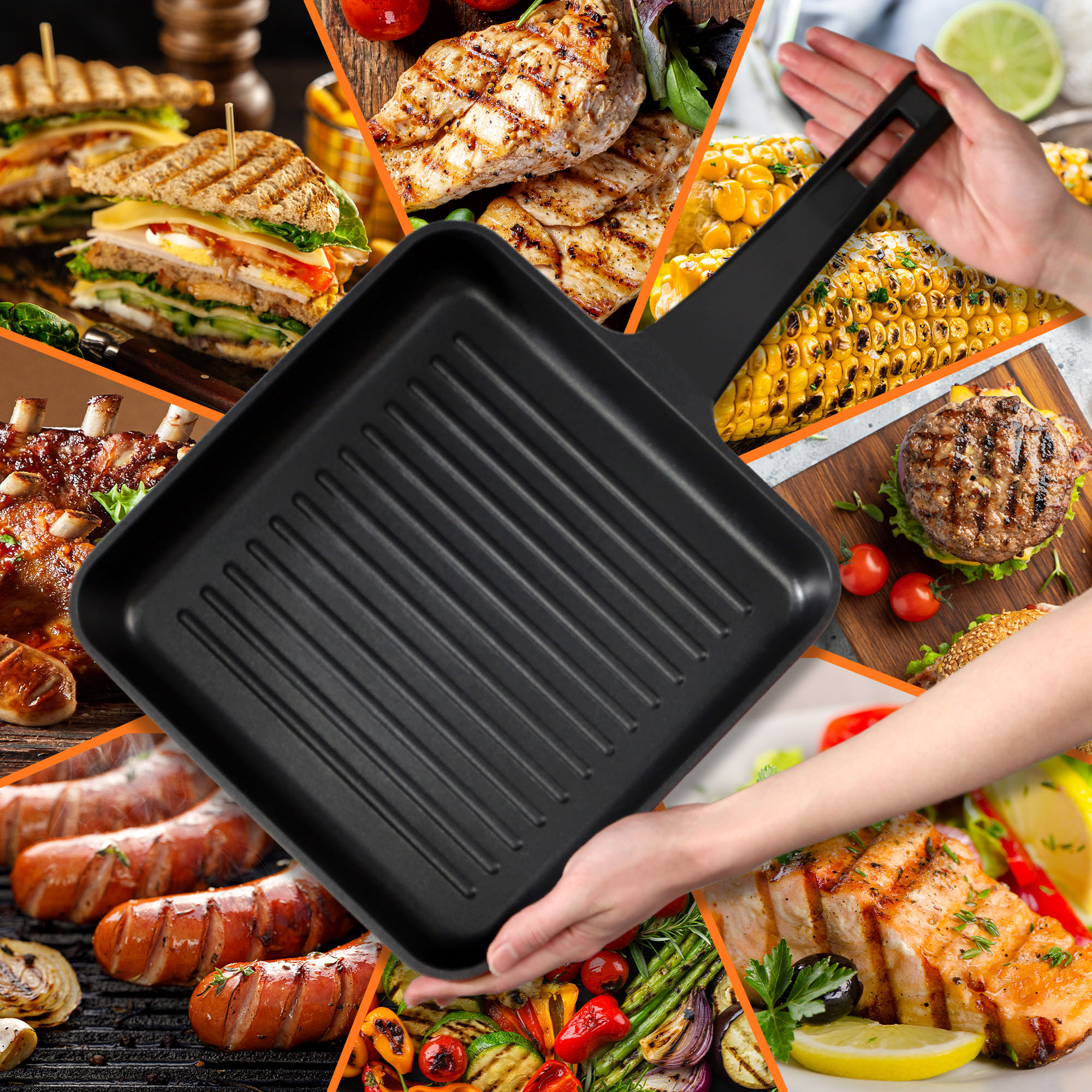 Patelnia grillowa Massa z nieprzywierającą powłoką, czarno-czerwona, 28 cm