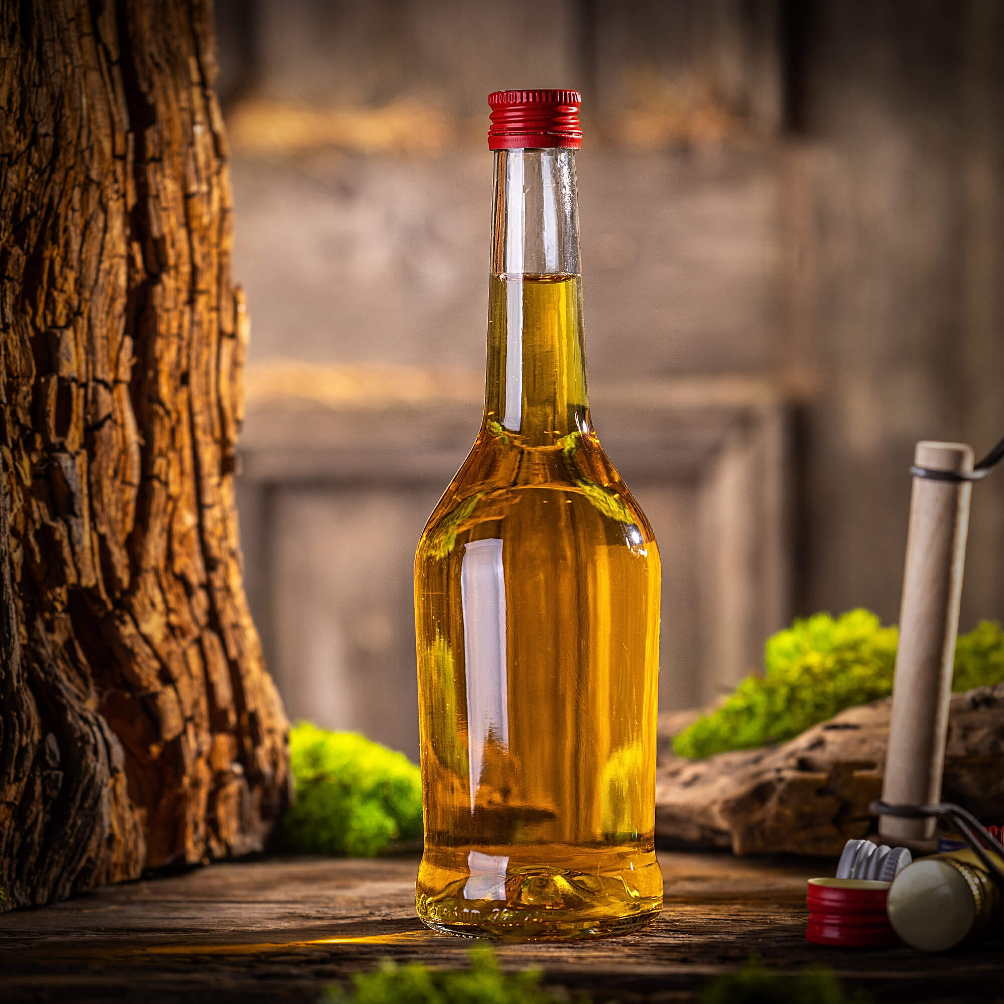 Szklana butelka na nalewkę Loiret 500ml z czerwoną zakrętką 5 szt.
