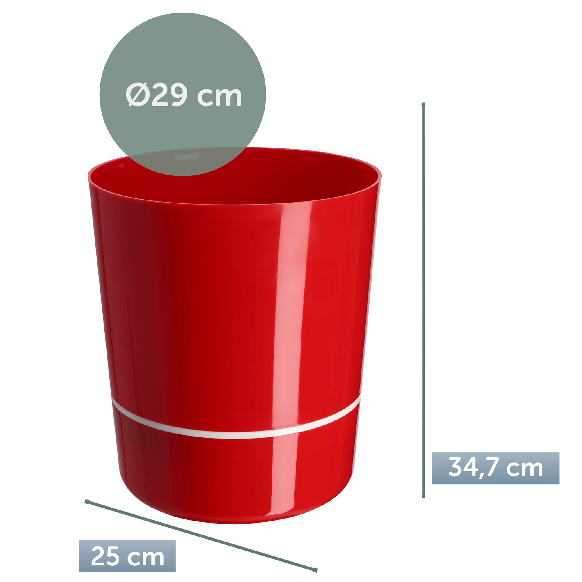 Doniczka na kwiaty okrągła Chisa 29 cm, czerwona