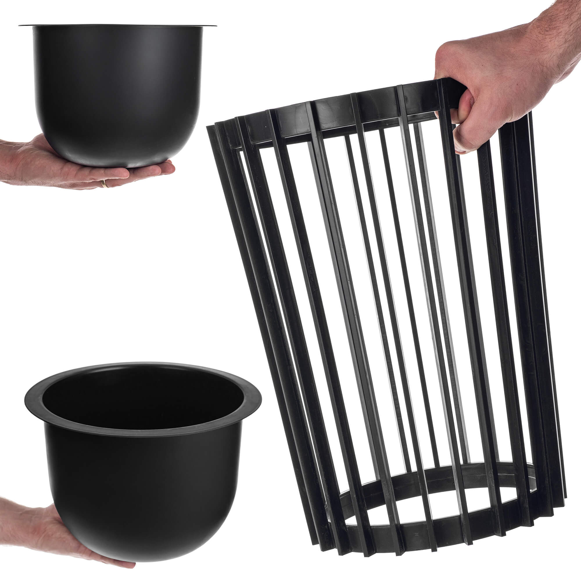 Kwietnik dwustronny Aytre 40 cm czarny + 2 wkłady