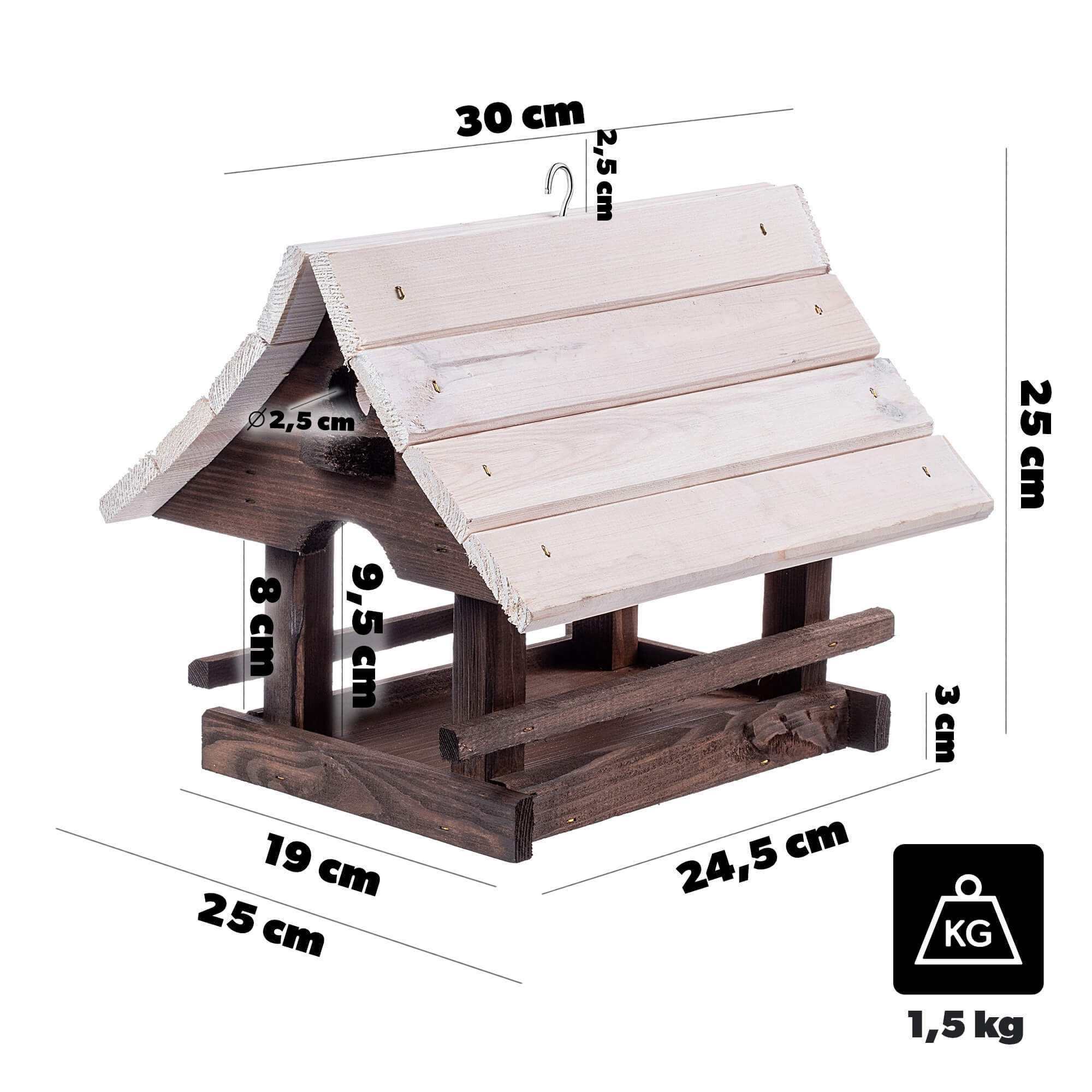 Karmnik dla ptaków Arbis domek 30 x 25 cm brązowo-biały
