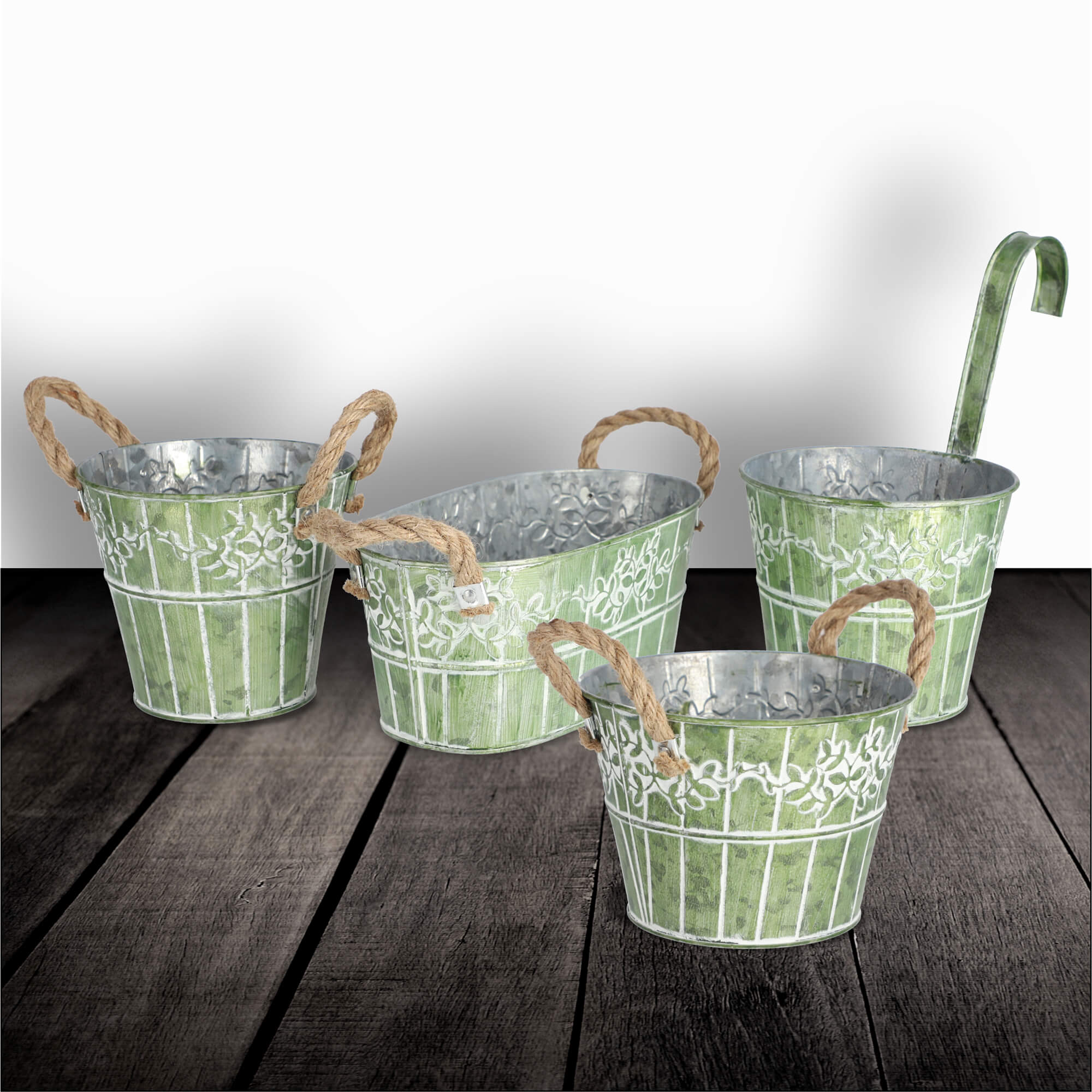 Osłonka na kwiaty okrągła Pino 18 cm, zielona