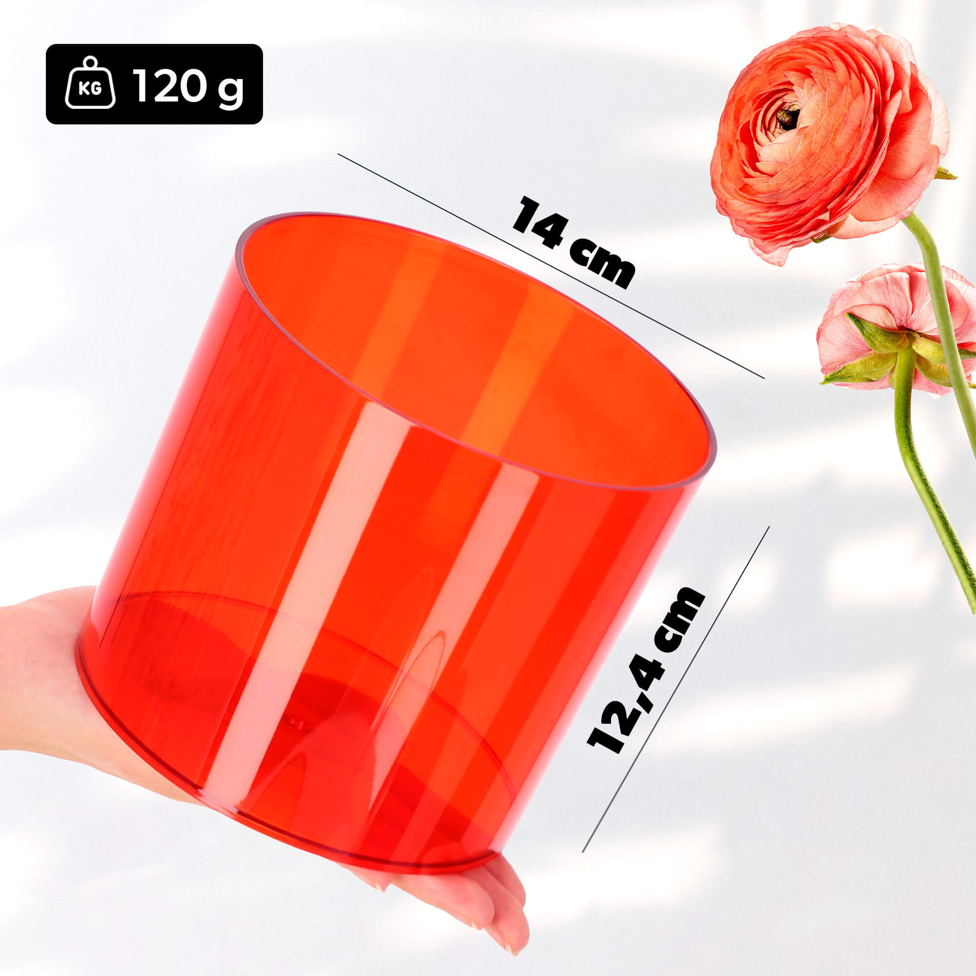 Doniczka na kwiaty okrągła Figari 14 cm, czerwona