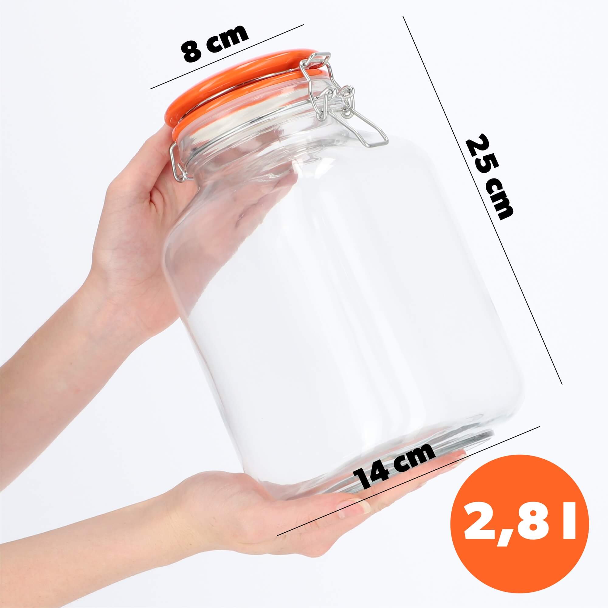 Słoik hermetyczny z ceramiczną pokrywą 2.8L pomarańczowy