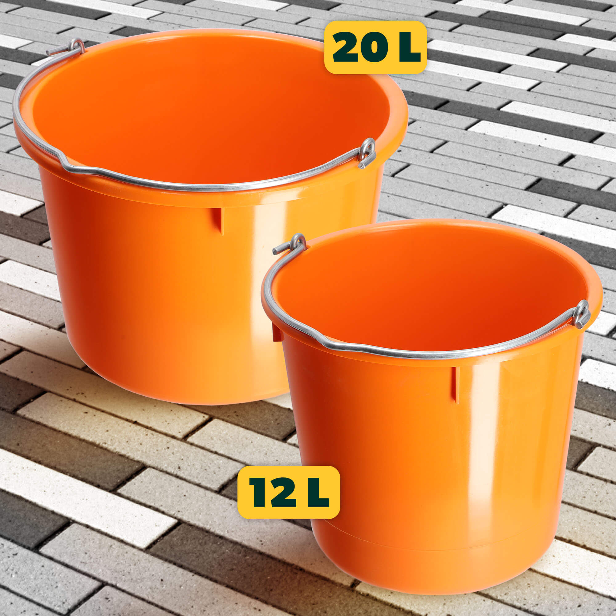 Wiadro budowlane Kanan 12L, pomarańczowe 2 szt.