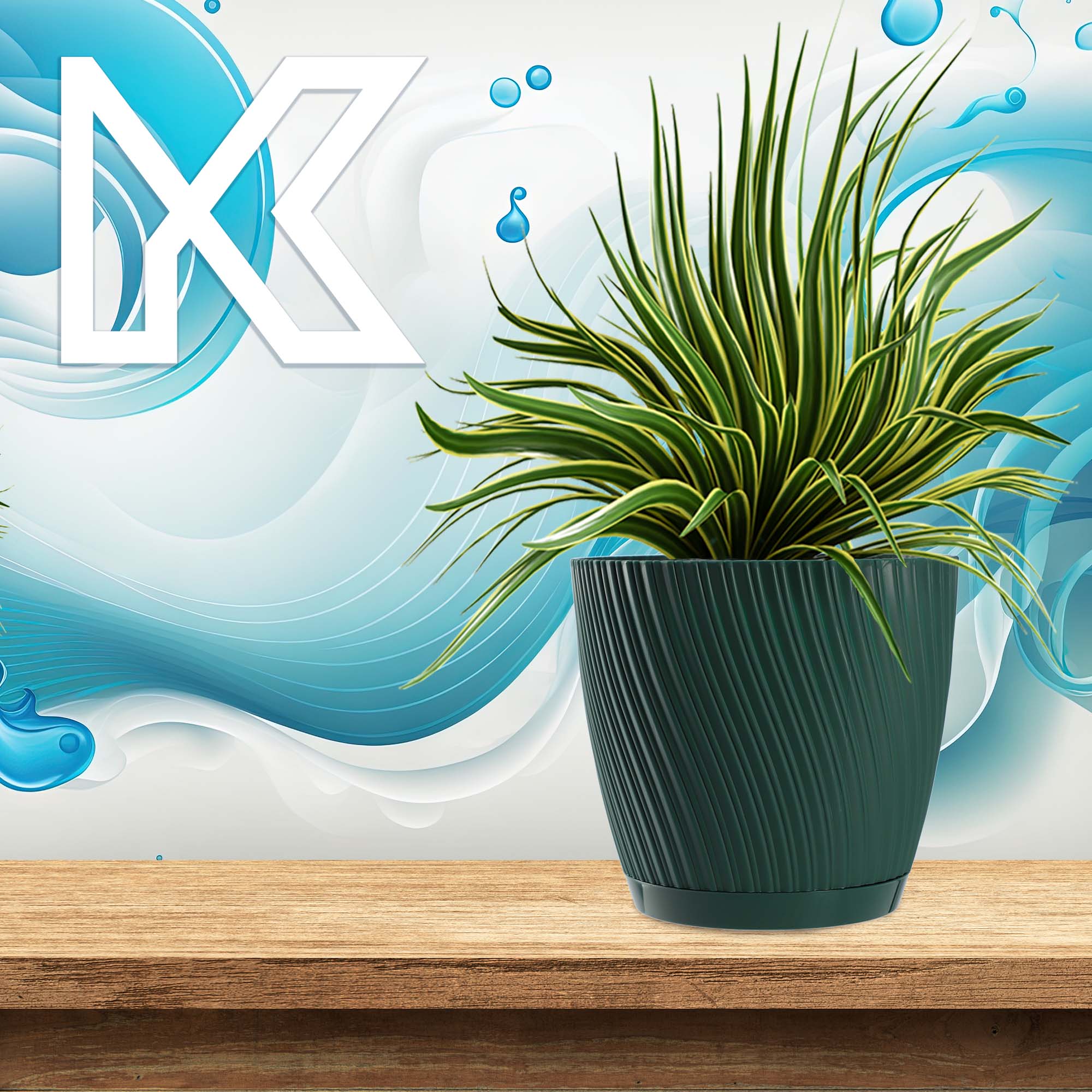 Doniczka z podstawką Tubas 19 cm, zielona