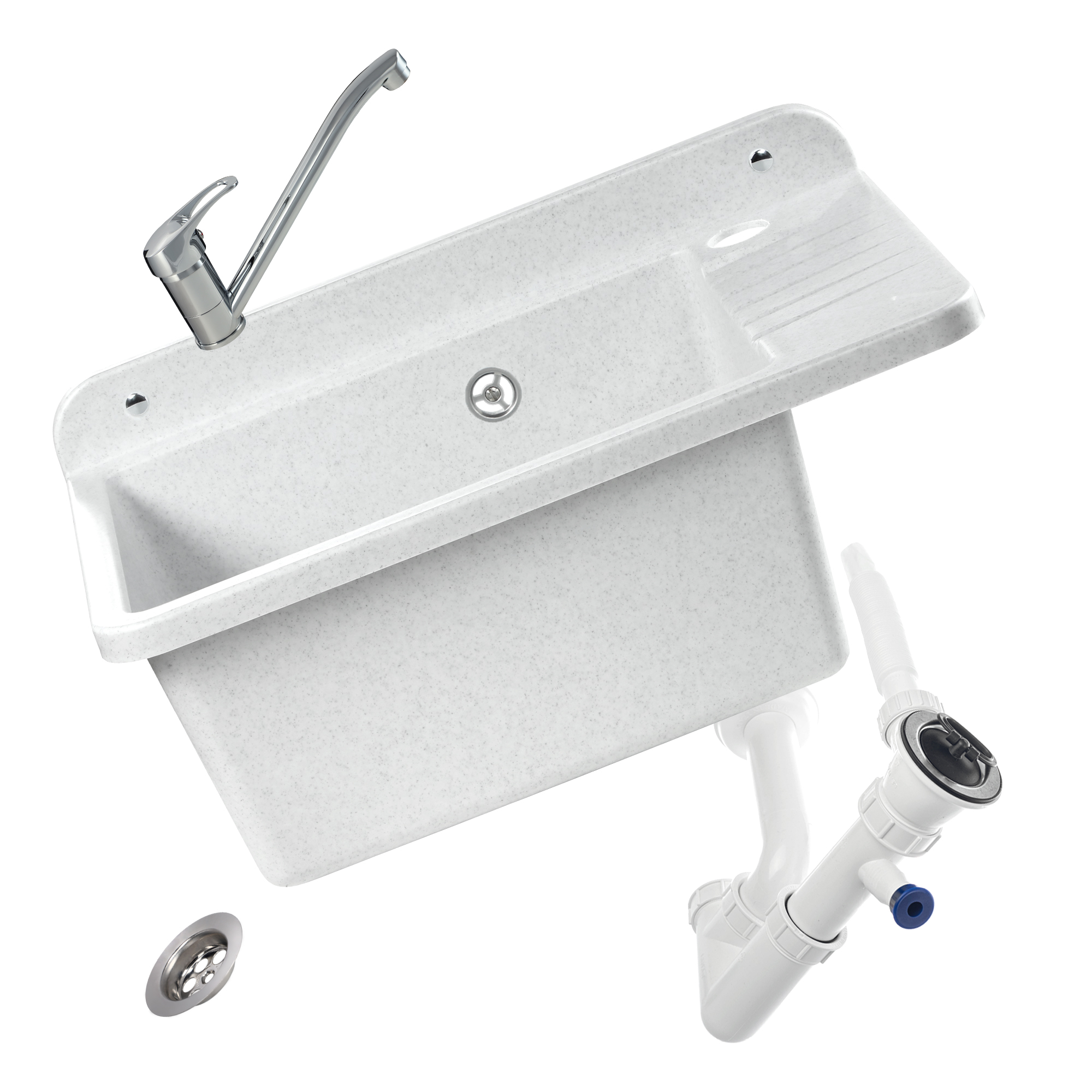 Zlew gospodarczy z baterią obrotową Gospo, biały