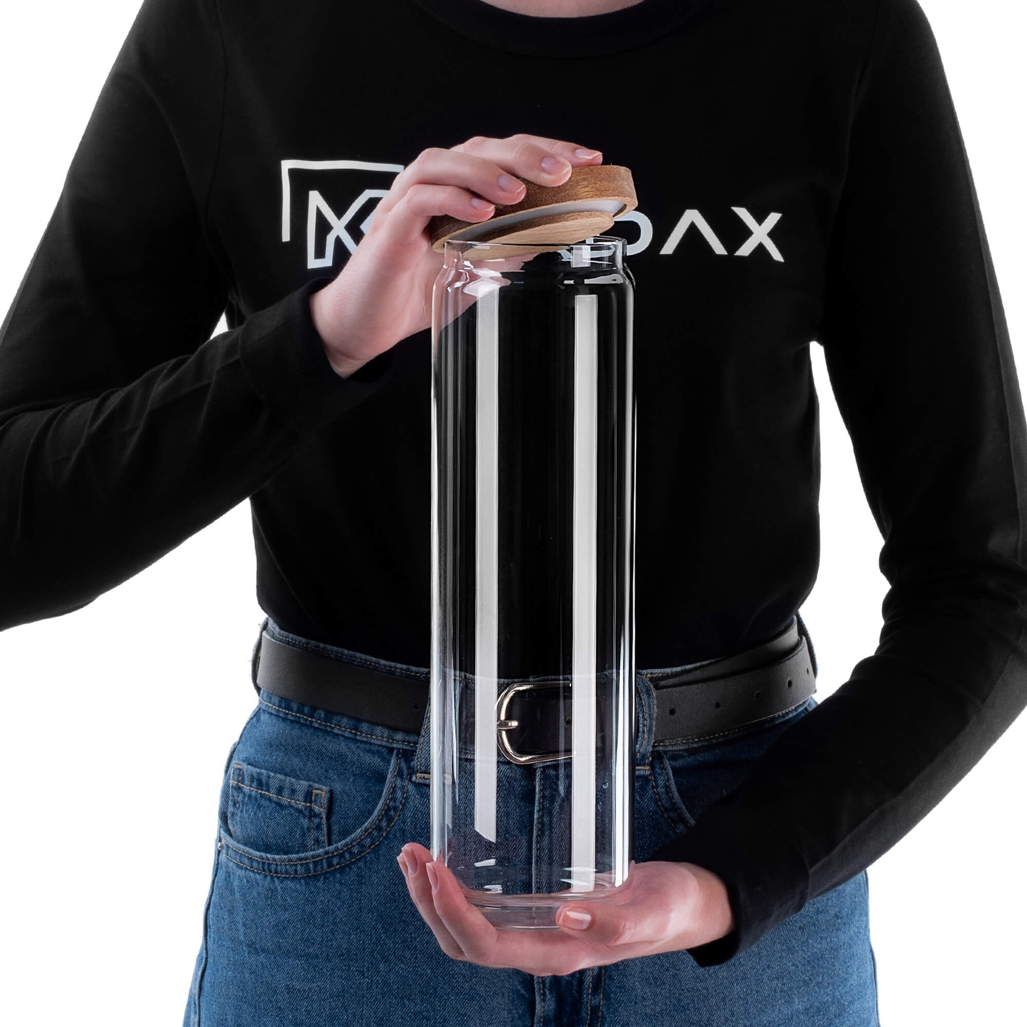 Pojemnik szklany na żywność Rucce z drewnianą pokrywką 1550ml 3 szt.