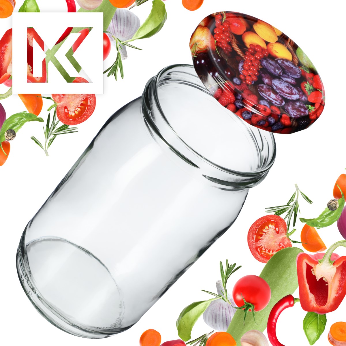 Słoiki na przetwory Simo 900ml 48szt 82mm + wieczka "Owoce"