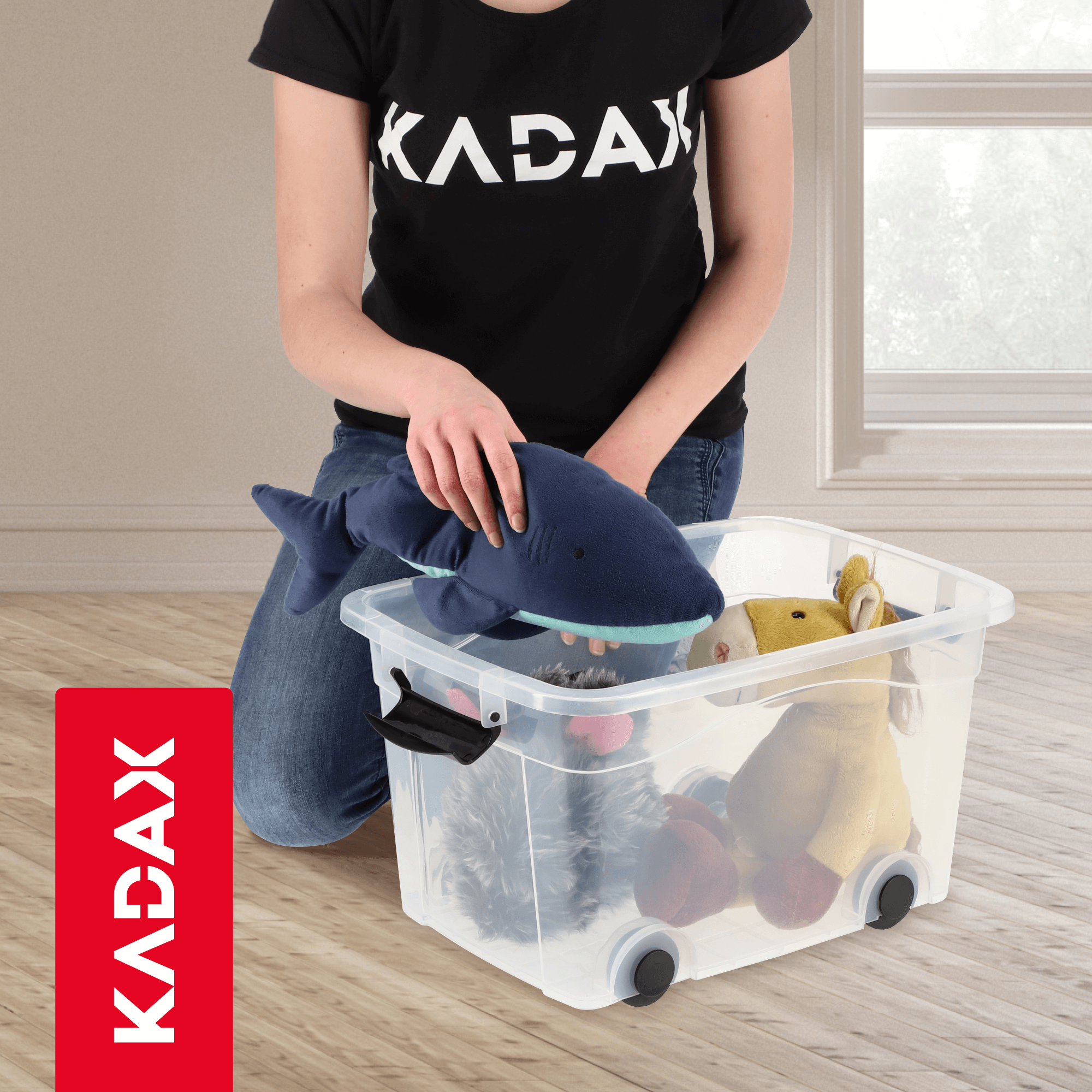 Plastikowy pojemnik na kółkach Vado 60L, transparentny