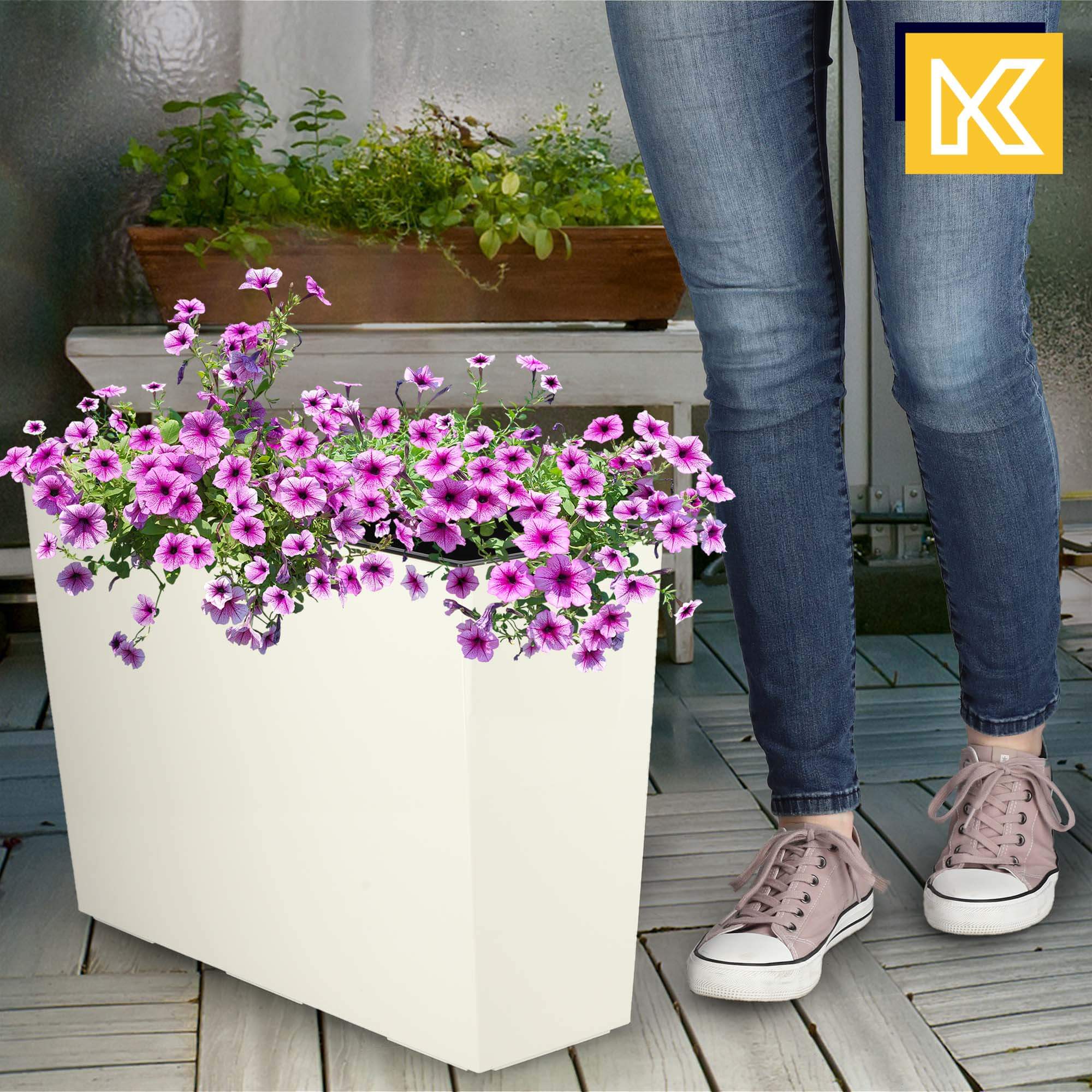 Donica ogrodowa Sorbo 56 x 19 cm, kremowa