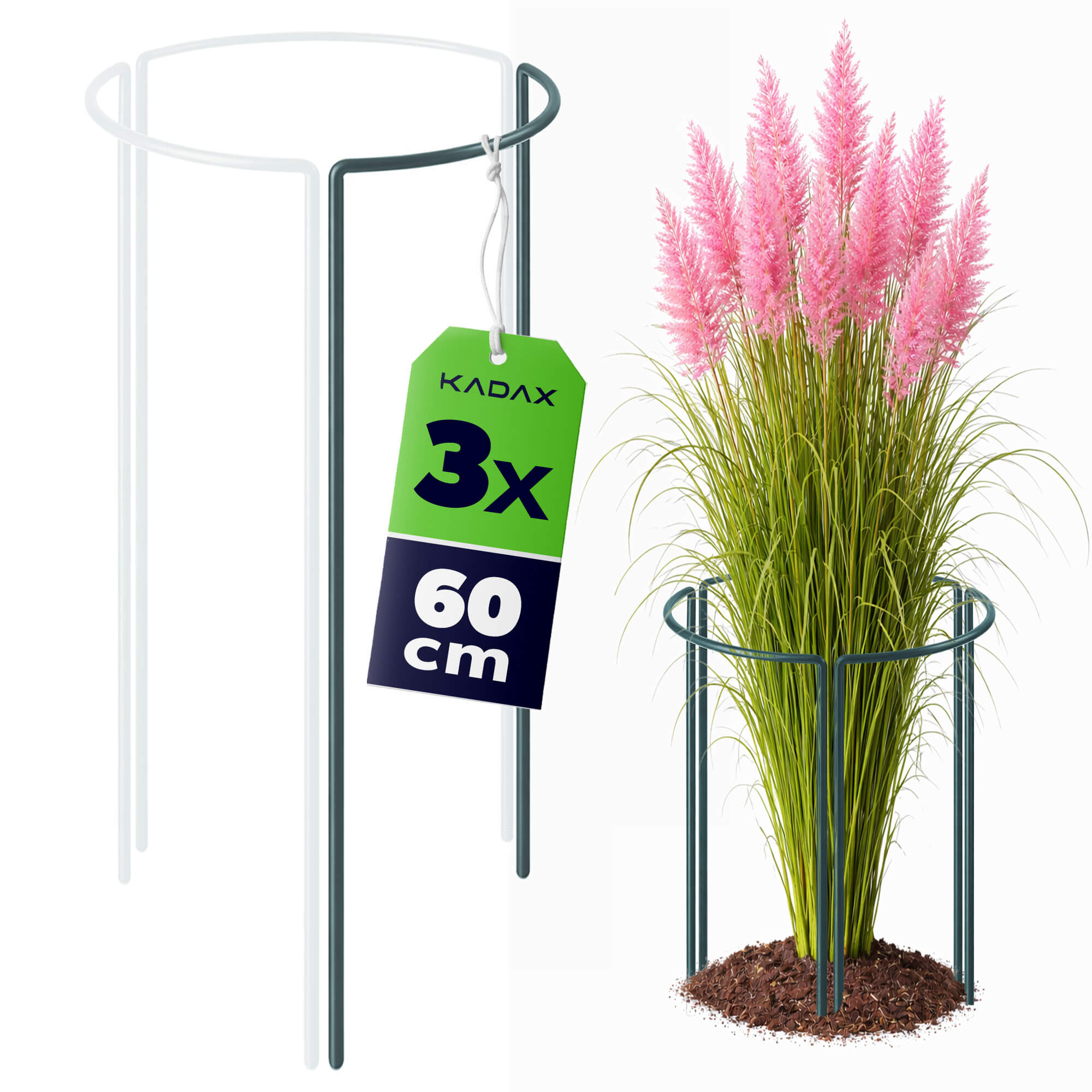 Podpora ogrodowa Mahet 1/3 koła 60 cm stalowa zielona 3 szt.