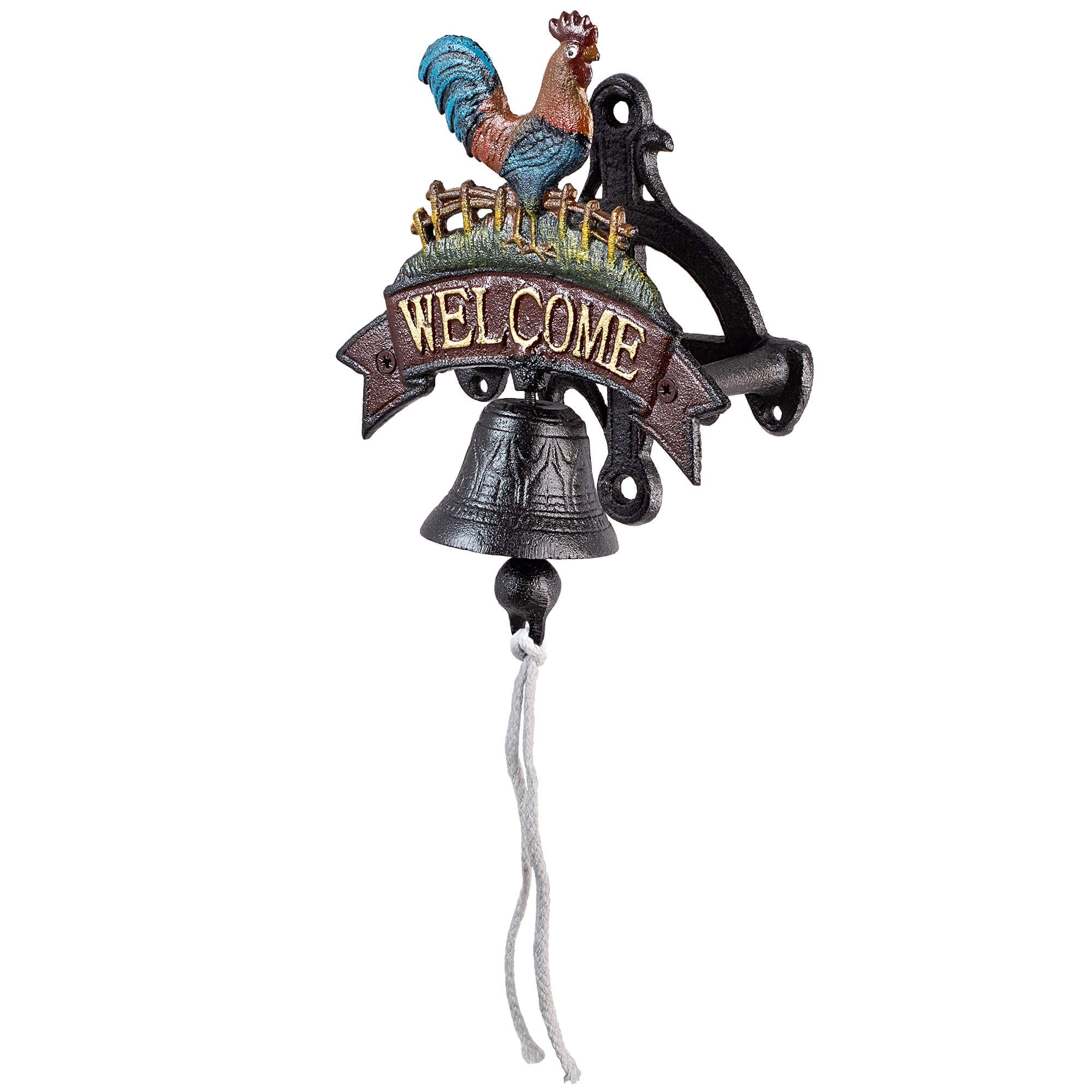 Żeliwny dzwonek dekoracyjny Greux „Welcome" z kogutem