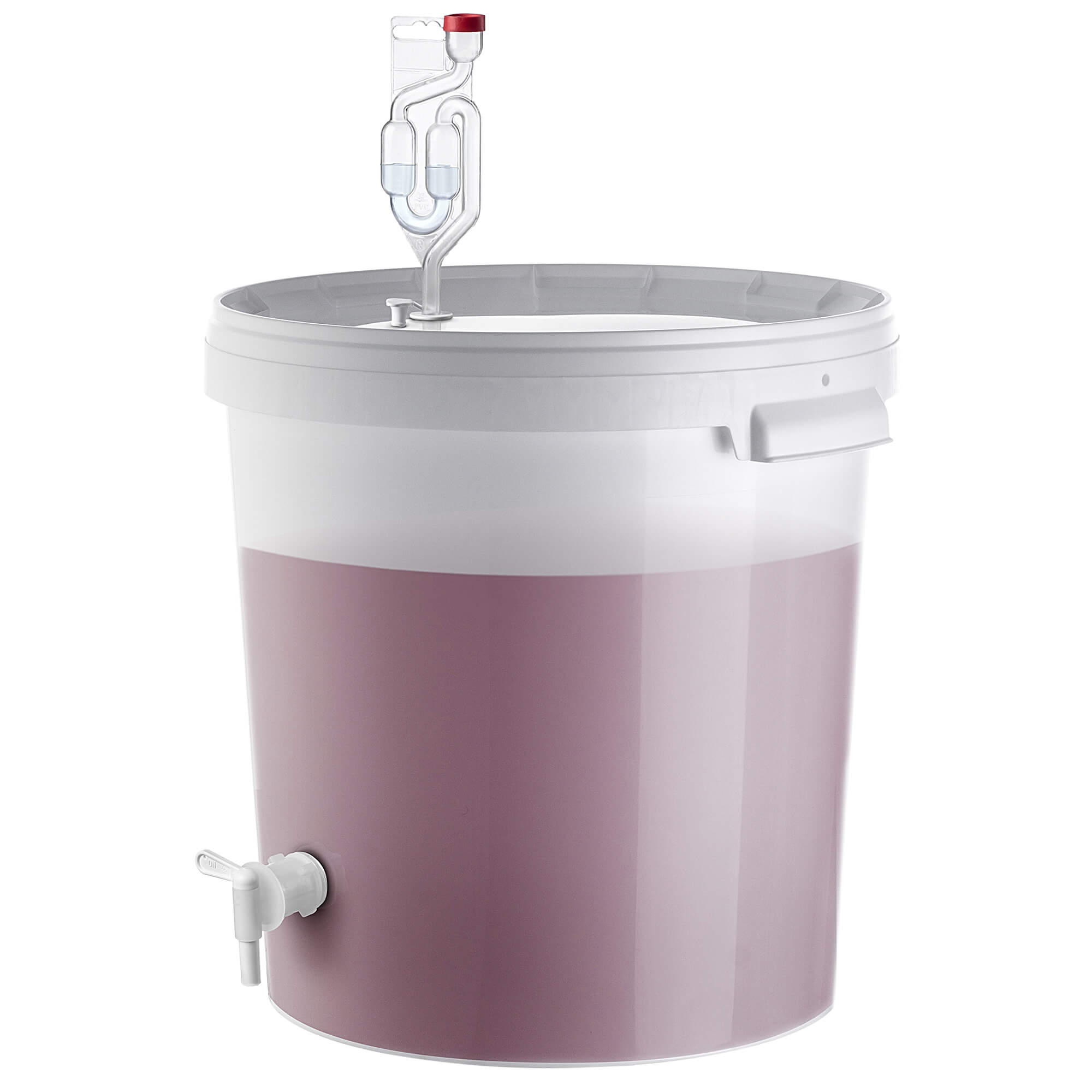 Pojemnik fermentacyjny Acerra z pokrywą 33L biały + kran + korek + rurka fermentacyjna