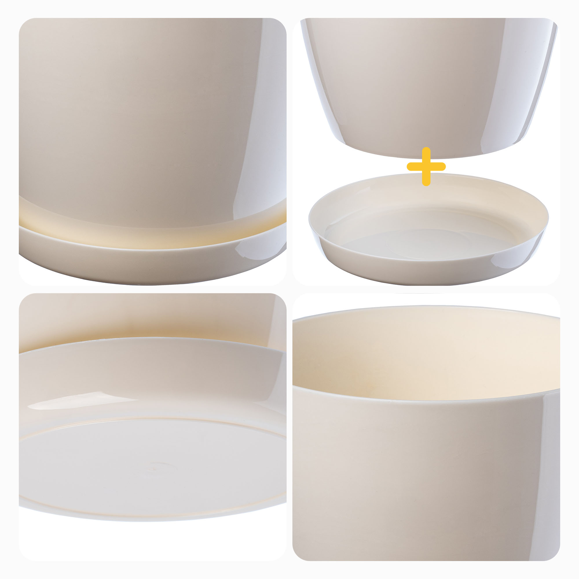 Doniczka Agen z podstawką kremowa 28 cm, 3 szt.