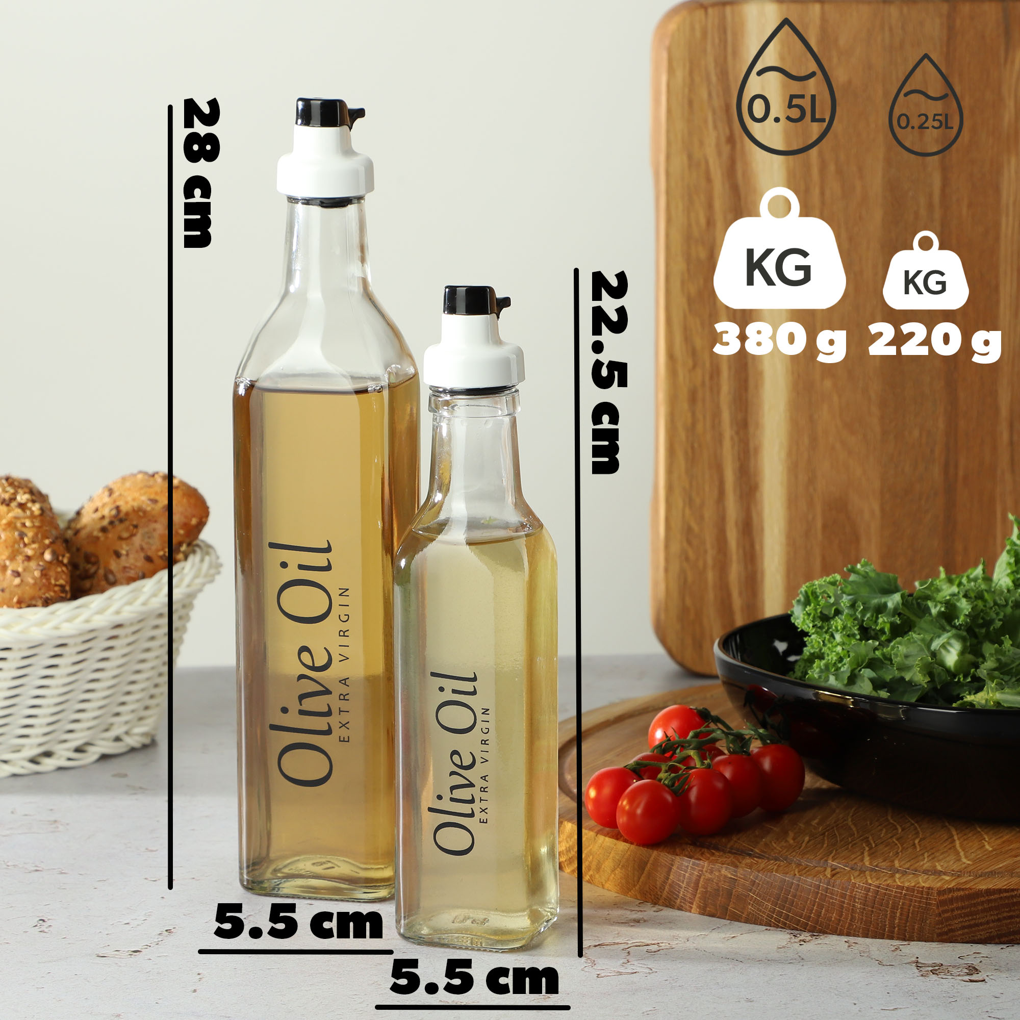 Zestaw butelek na oliwę przyprawy Setri 0,25L + but 0,5L