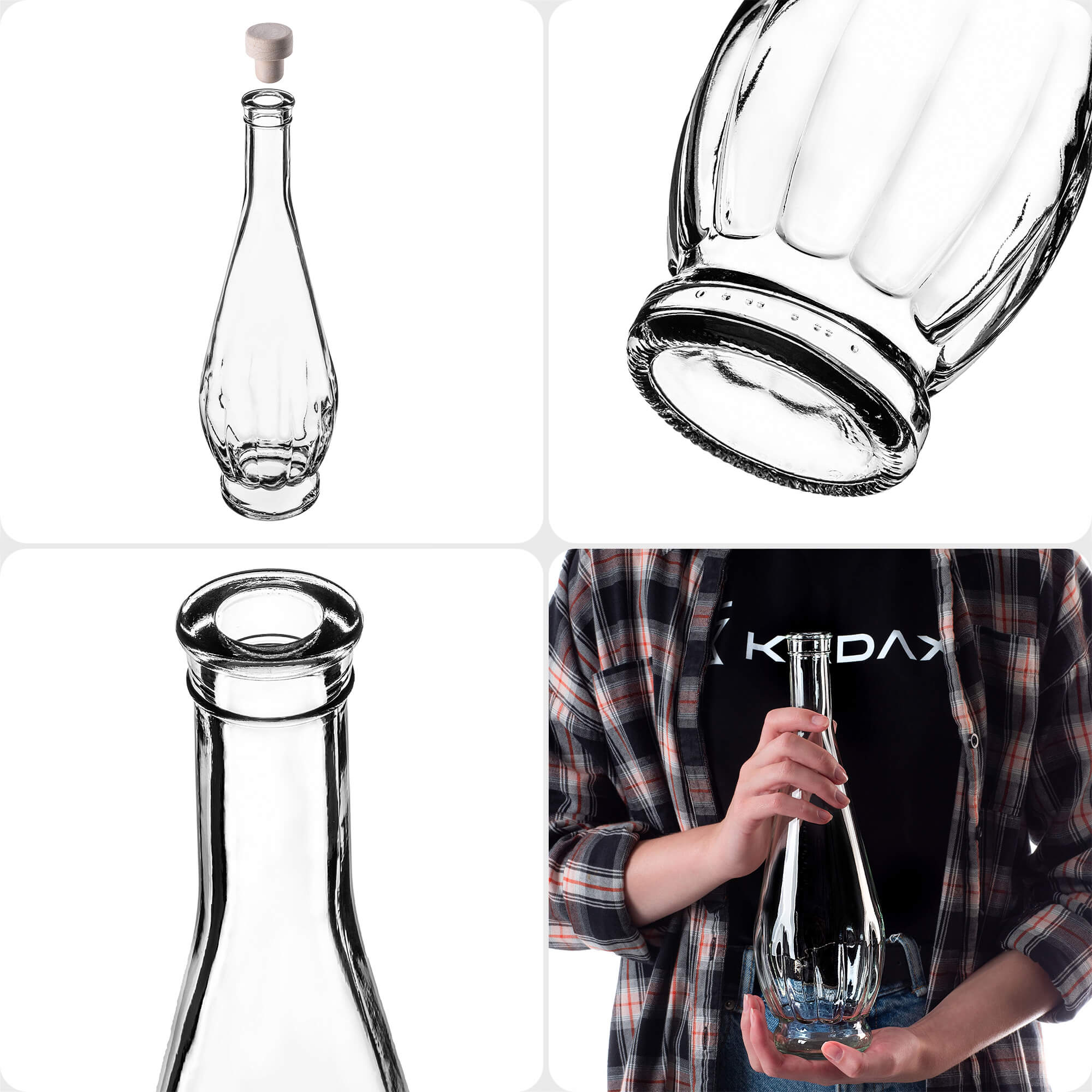 Szklana butelka na nalewkę Cona 750ml z korkiem syntetycznym 5 szt.