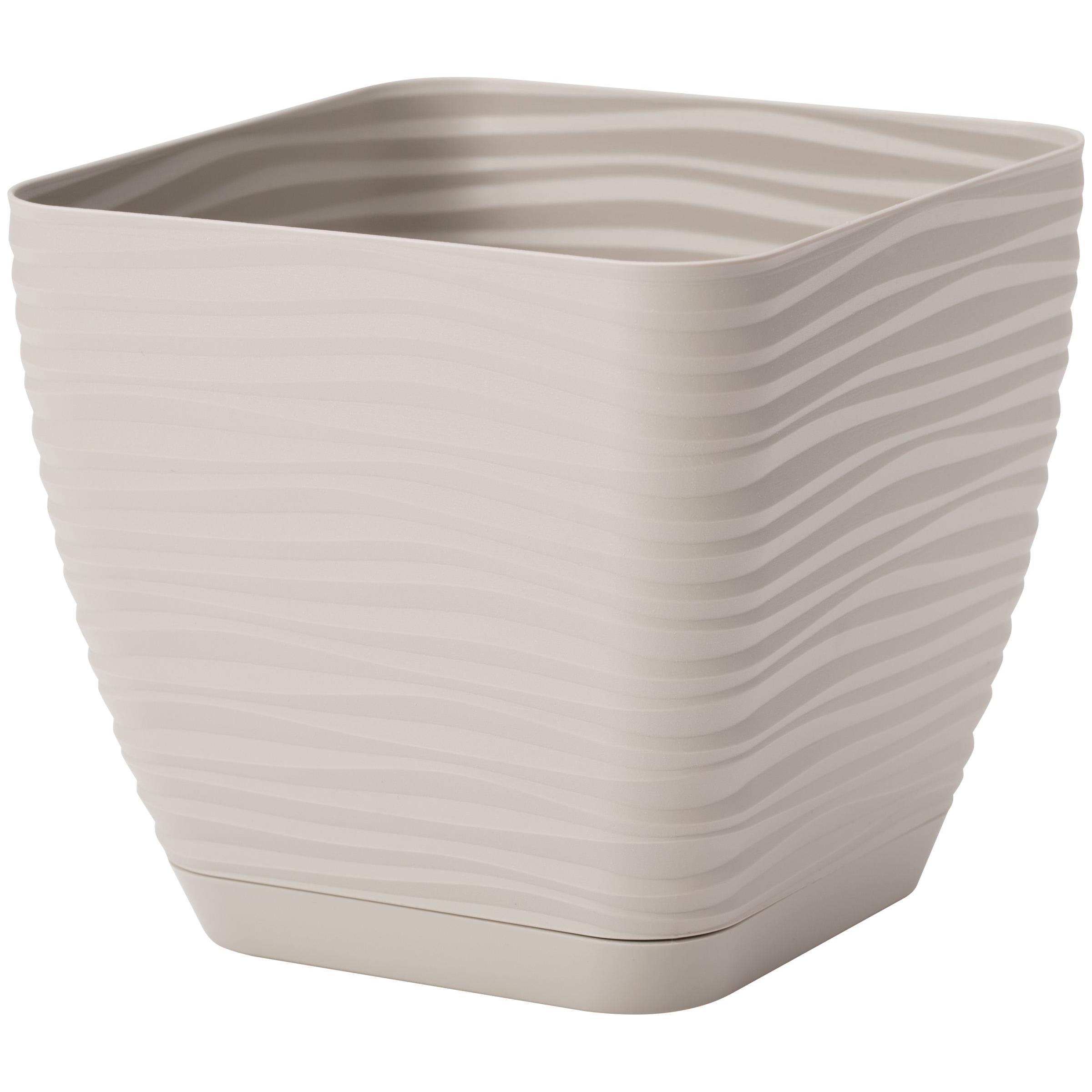 Doniczka z podstawką kwadratowa 13 cm, szara