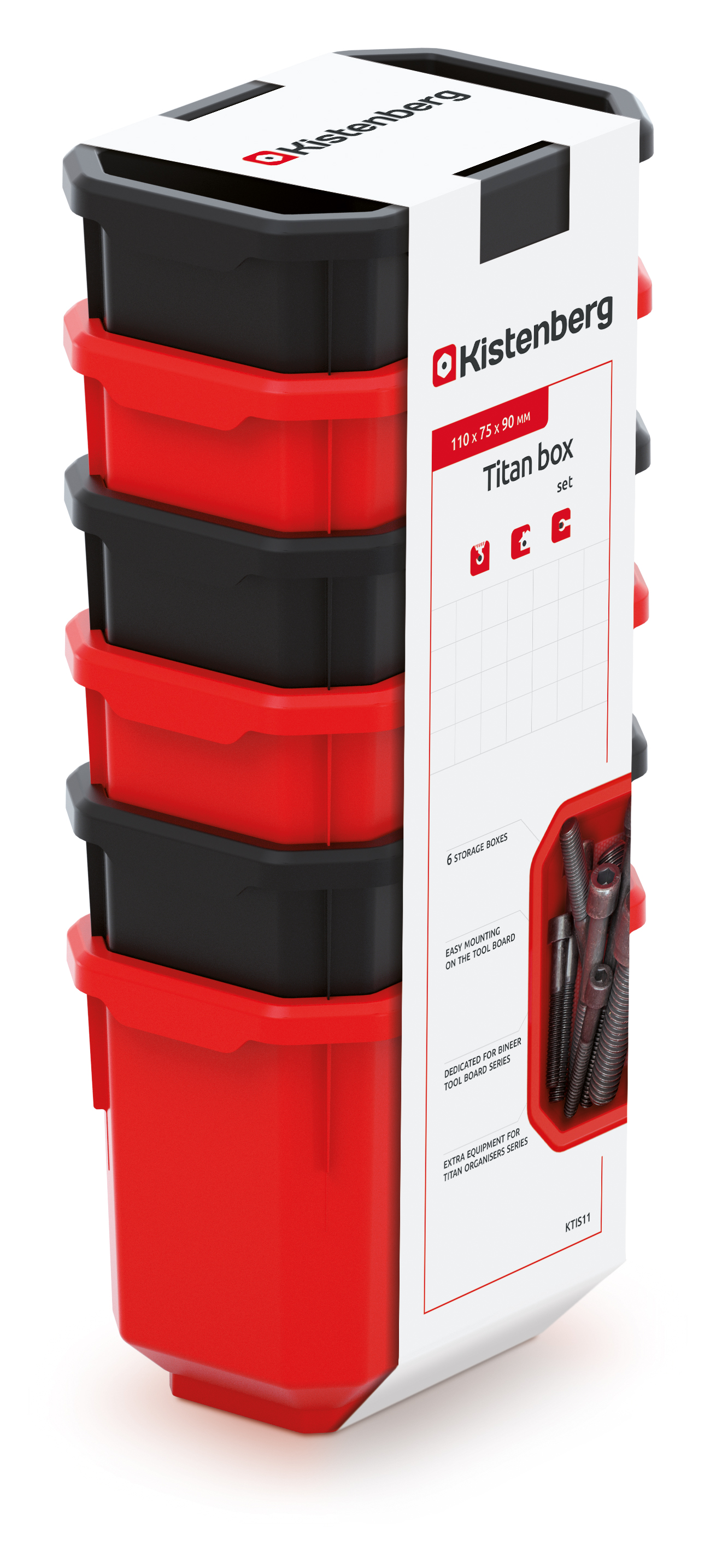 KISTENBERG Zestaw Kubeczków warsztatowych Titan 11 - KTIS11 - czerwony
