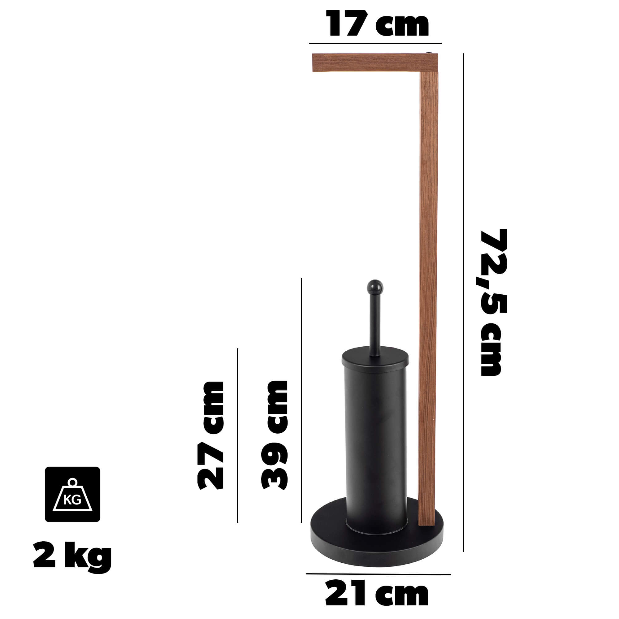Stojak na papier toaletowy i szczotkę Houat 72.5 x 21 cm