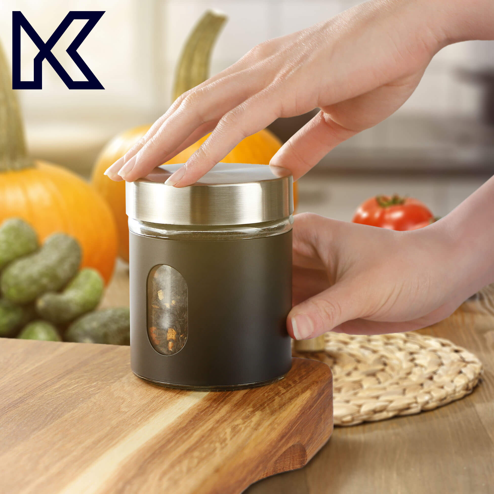 Pojemniki kuchenne Loano 320 ml, czarny + biały, 2 szt.