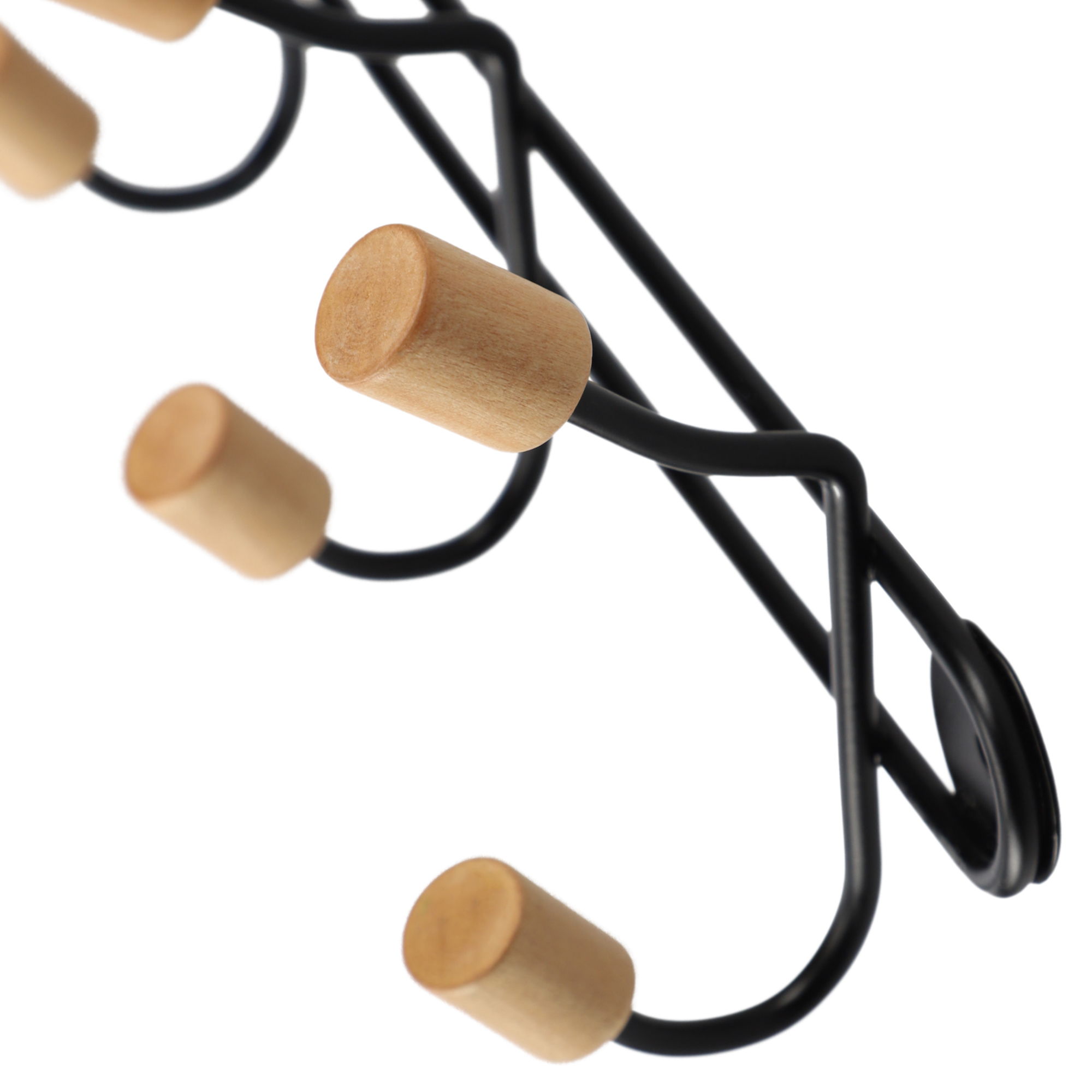 Wieszak ścienny Imola z bambusem, 4 haki, czarny, 2 szt.