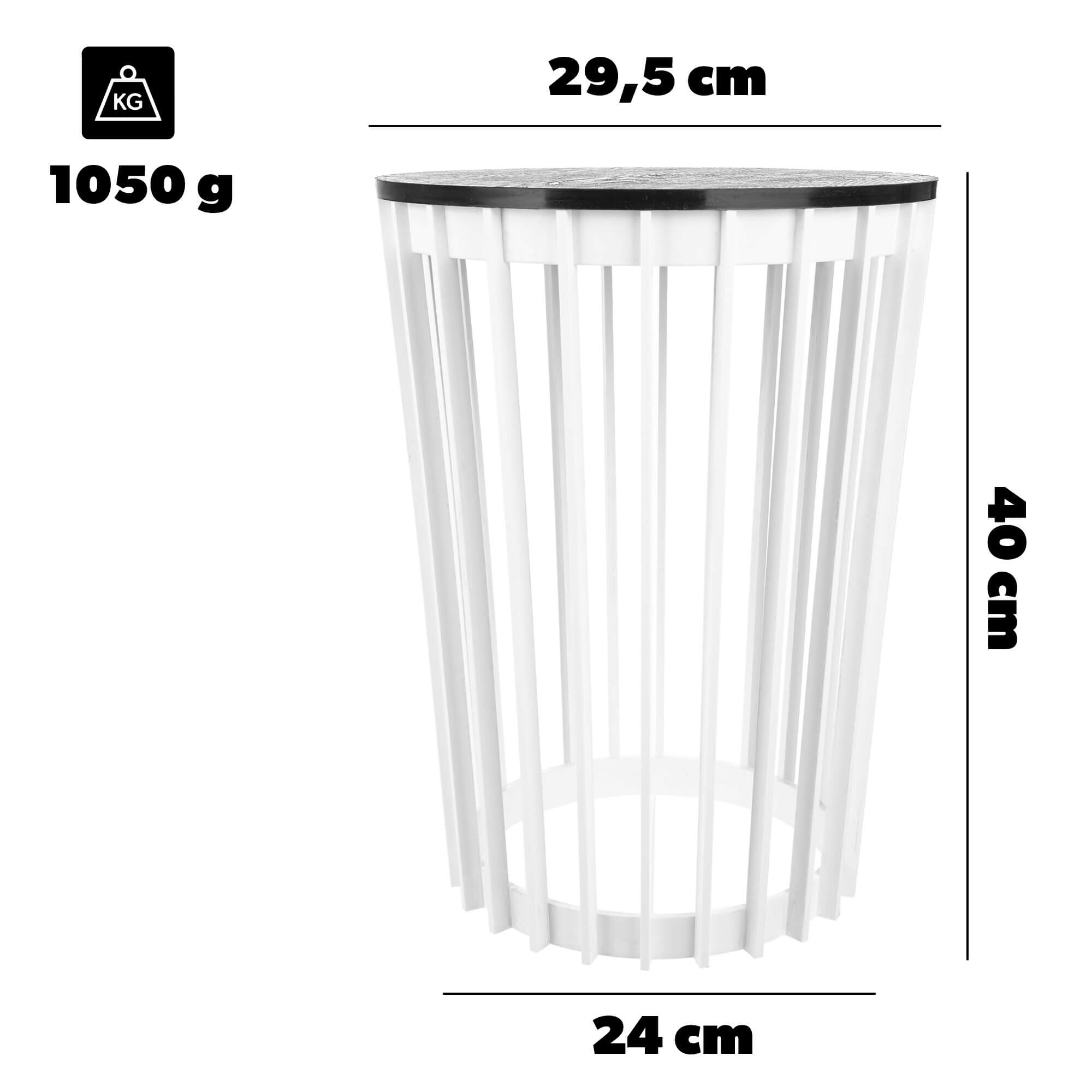 Kwietnik dwustronny Aytre 40 cm biały + blat czarny