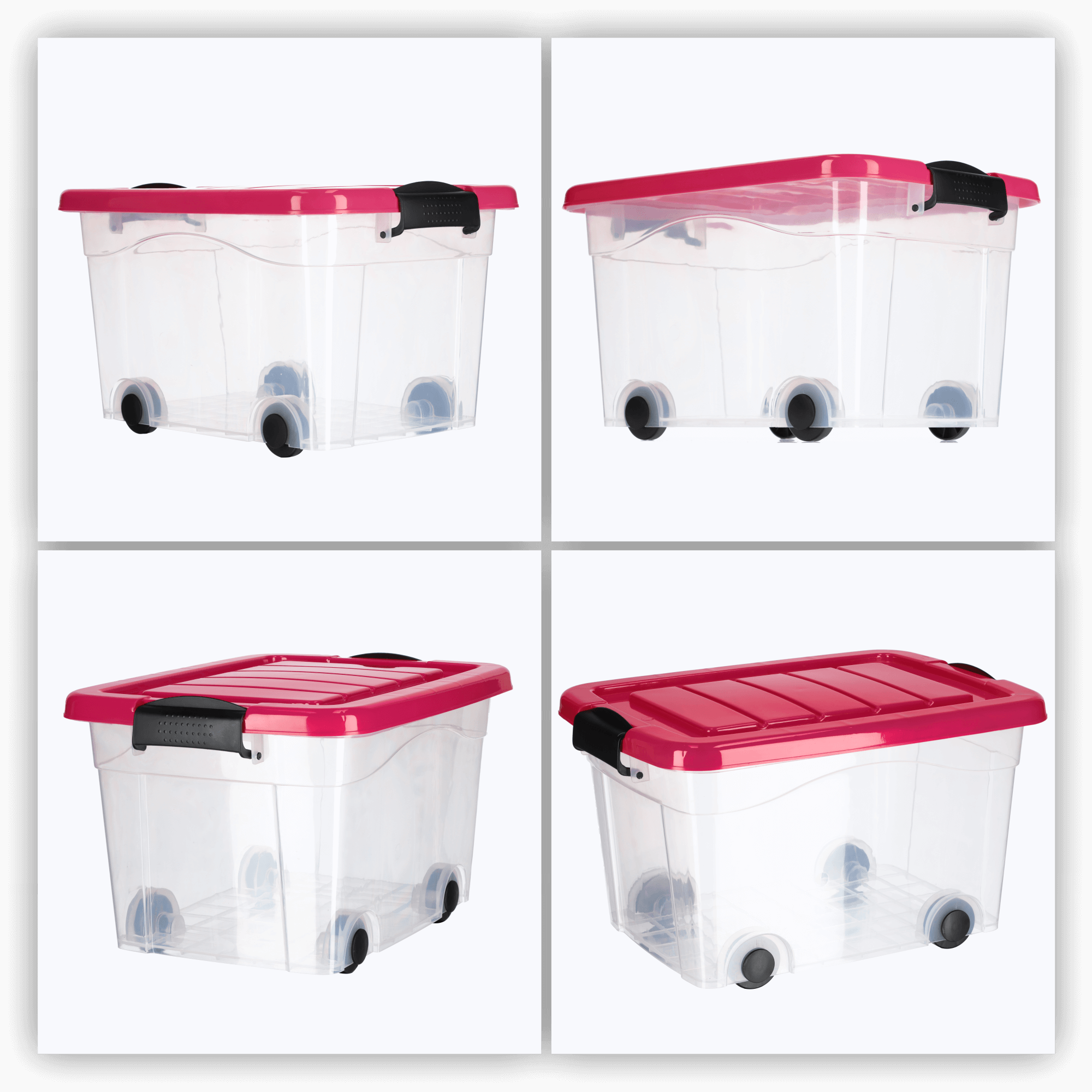 Plastikowy pojemnik na kółkach Vado 20L, różowy