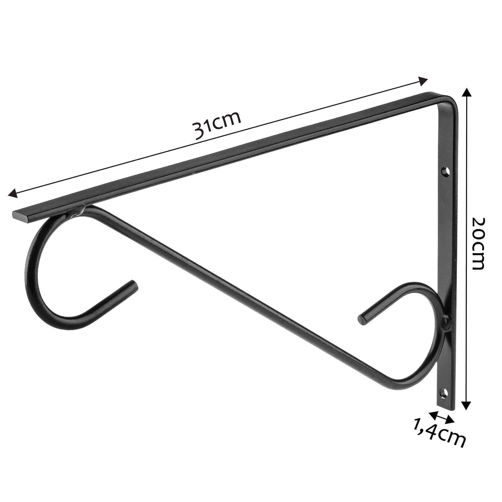 Uchwyt ścienny na doniczki 31 x 20 cm, czarny