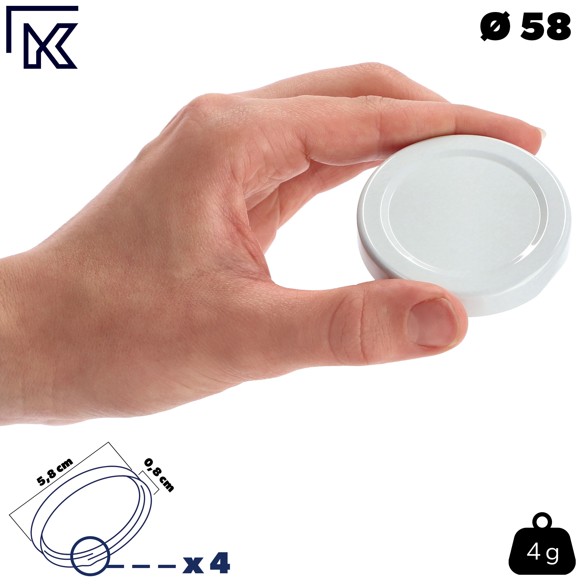 Metalowe wieczka do słoików 10szt fi 58mm białe