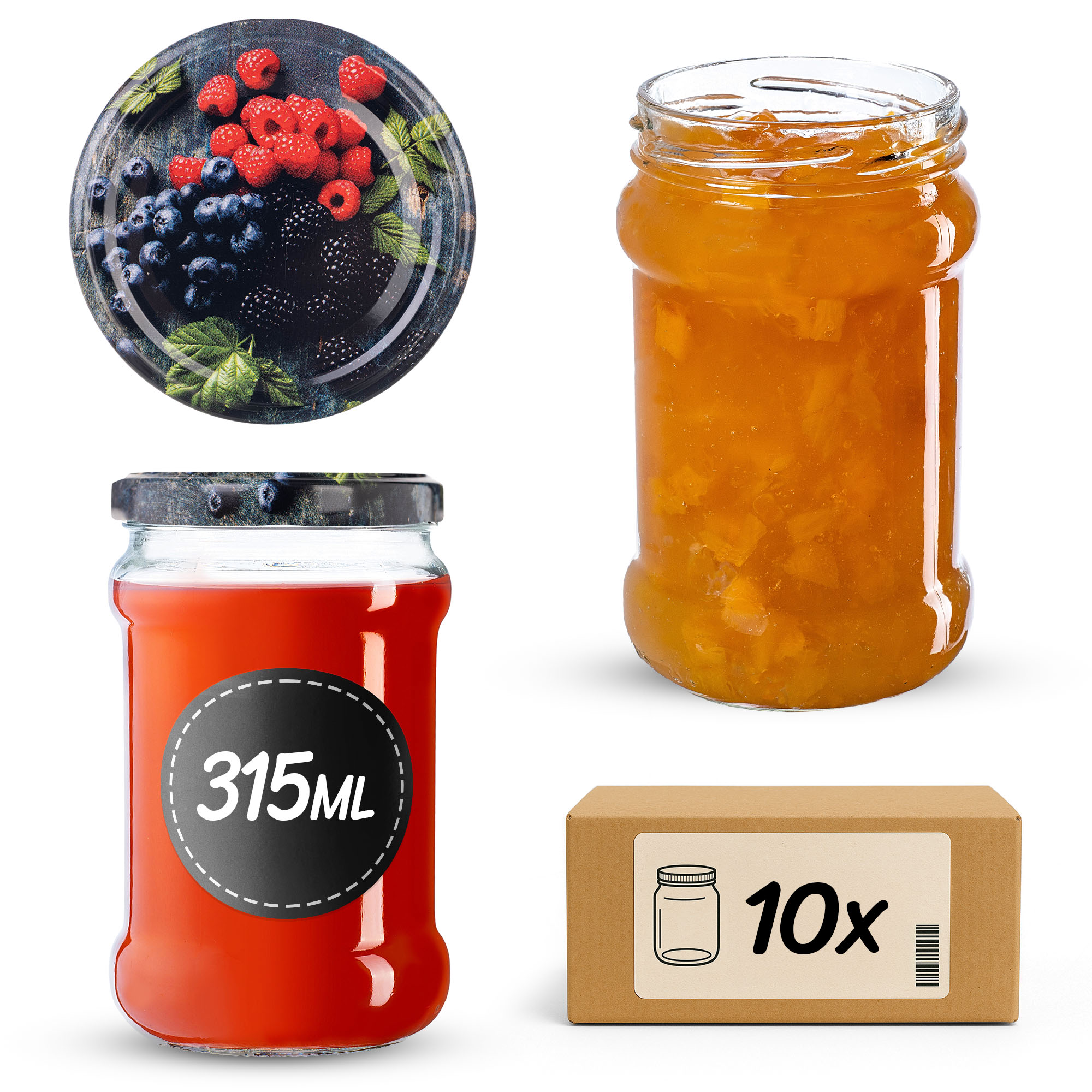 Słoiki na przetwory Seno 315ml fi66mm 10szt + wieczko Owoce