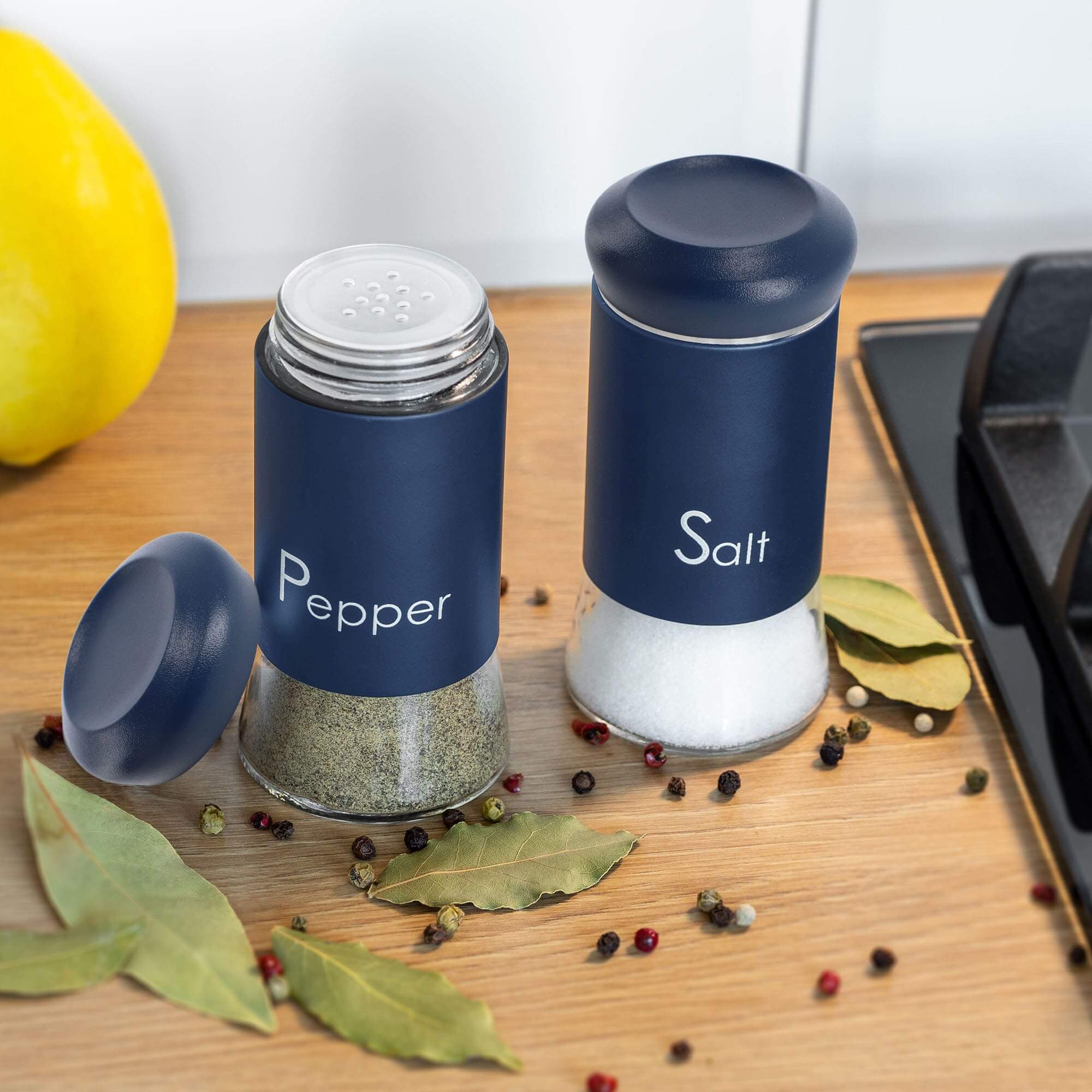 Zestaw przyprawników Alset pieprz + sól, granatowe