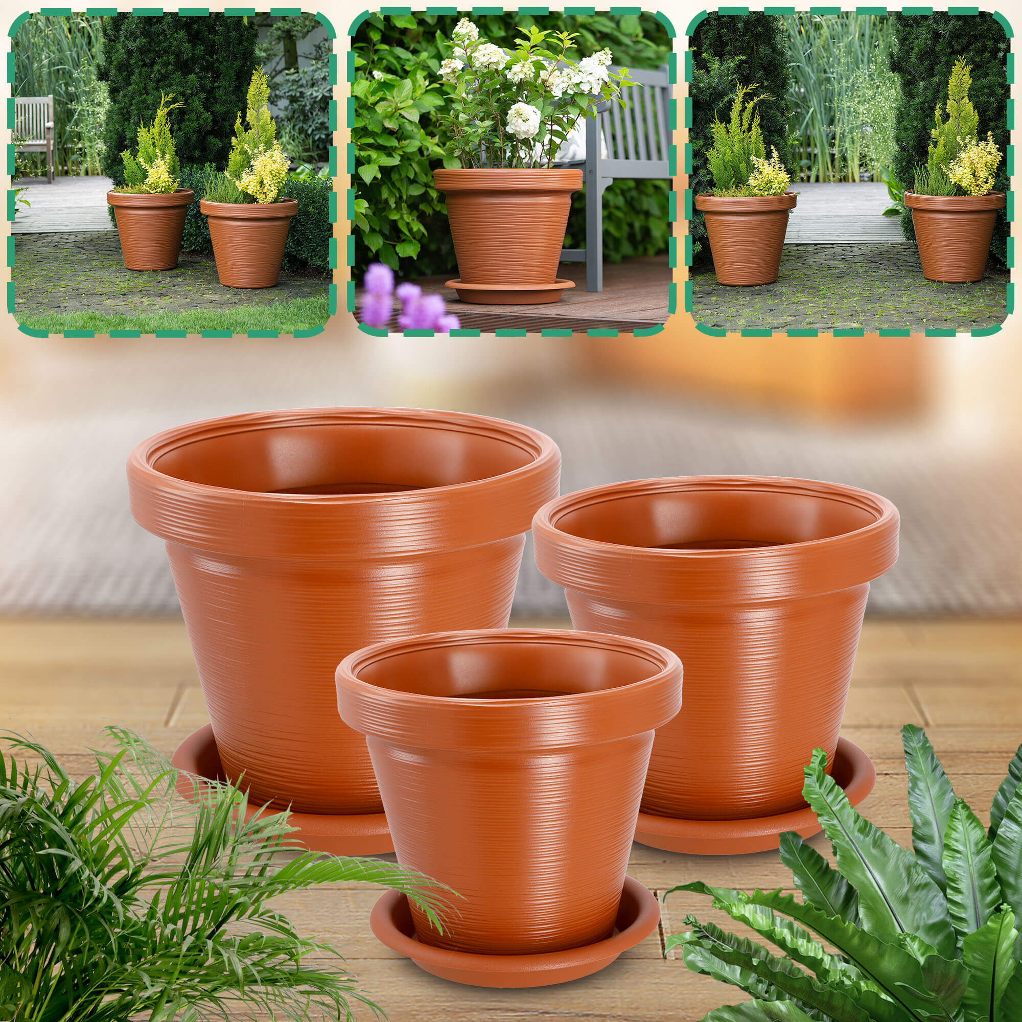Donica z podstawką Cieza 46 cm, terrakota