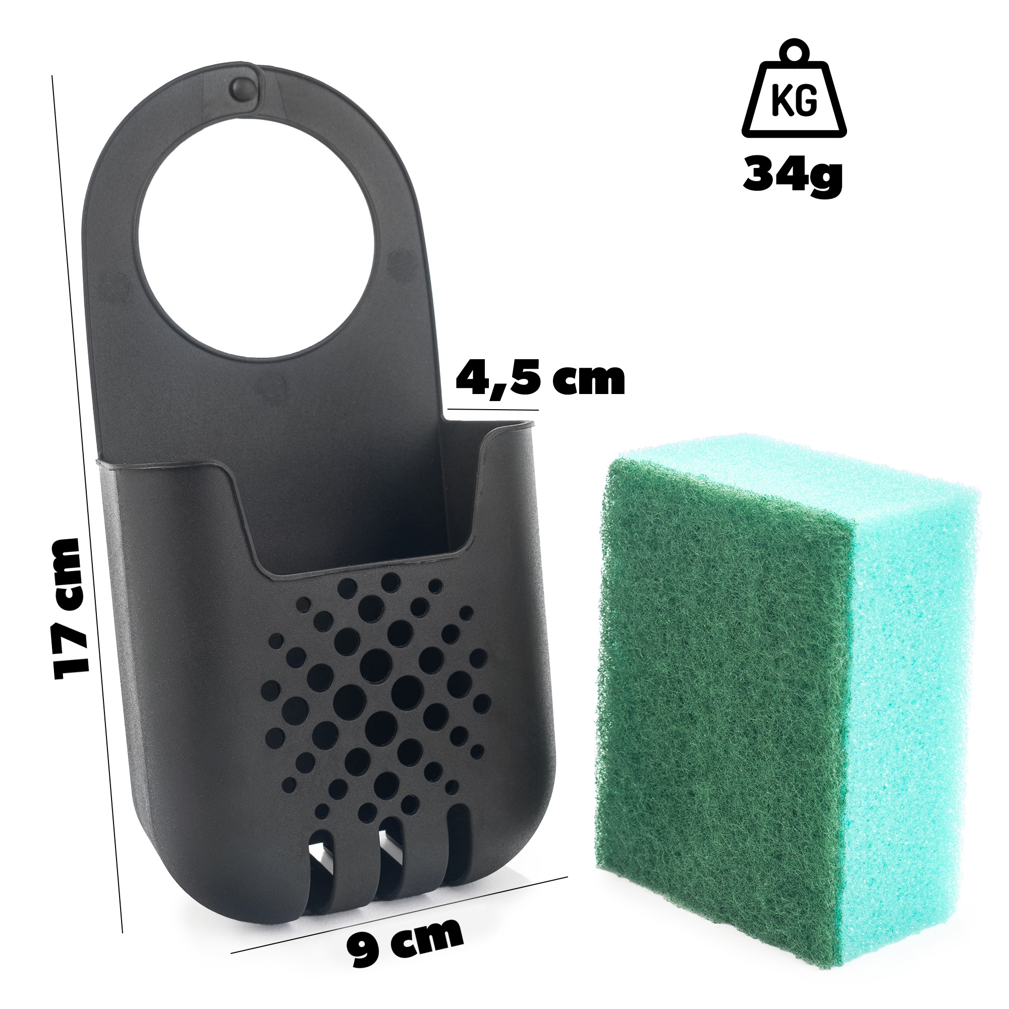 Wiszący organizer Cascia z gąbką czarny