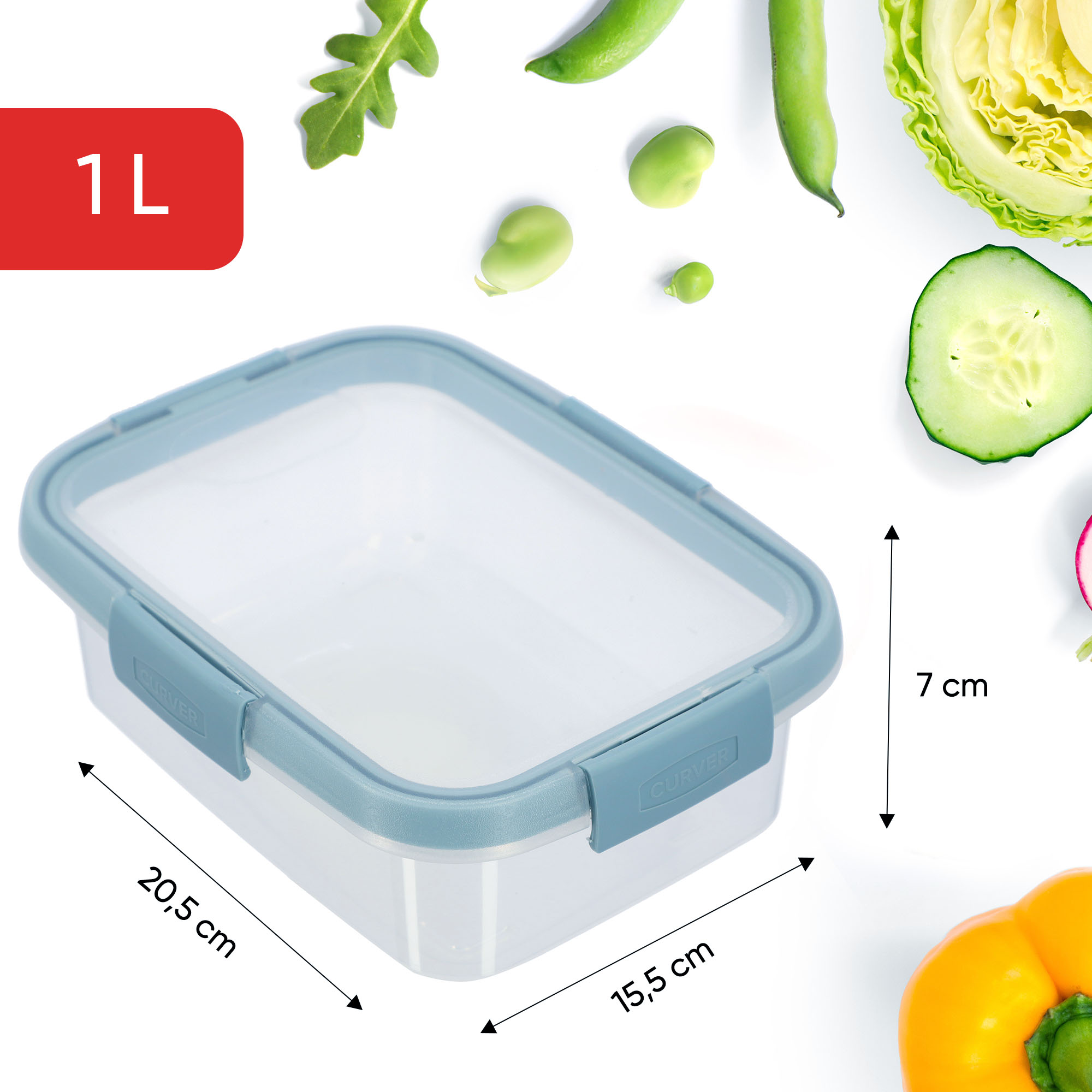 Zestaw czterech plastikowych pojemników Curver Smart Fresh