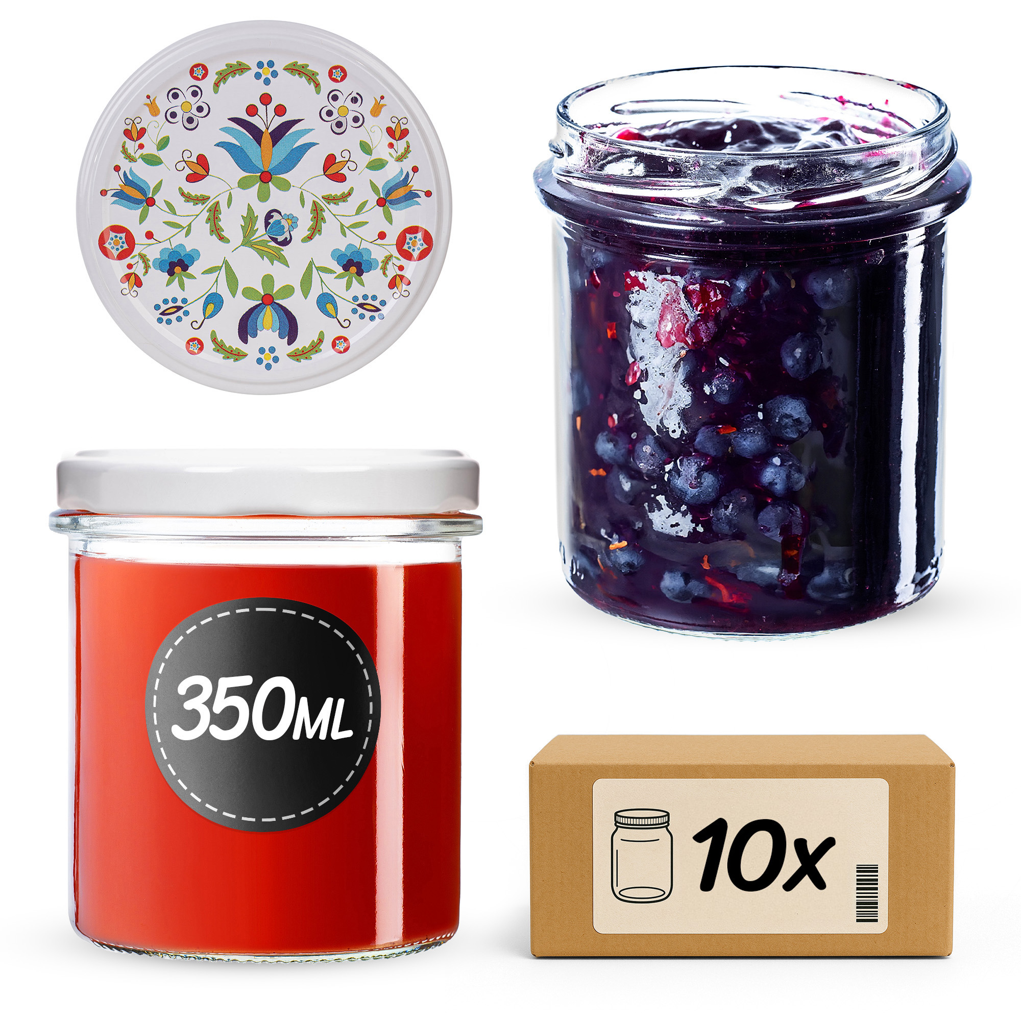 Słoiki na przetwory Avila 350ml fi82mm 10szt + wieczko Kaszuby