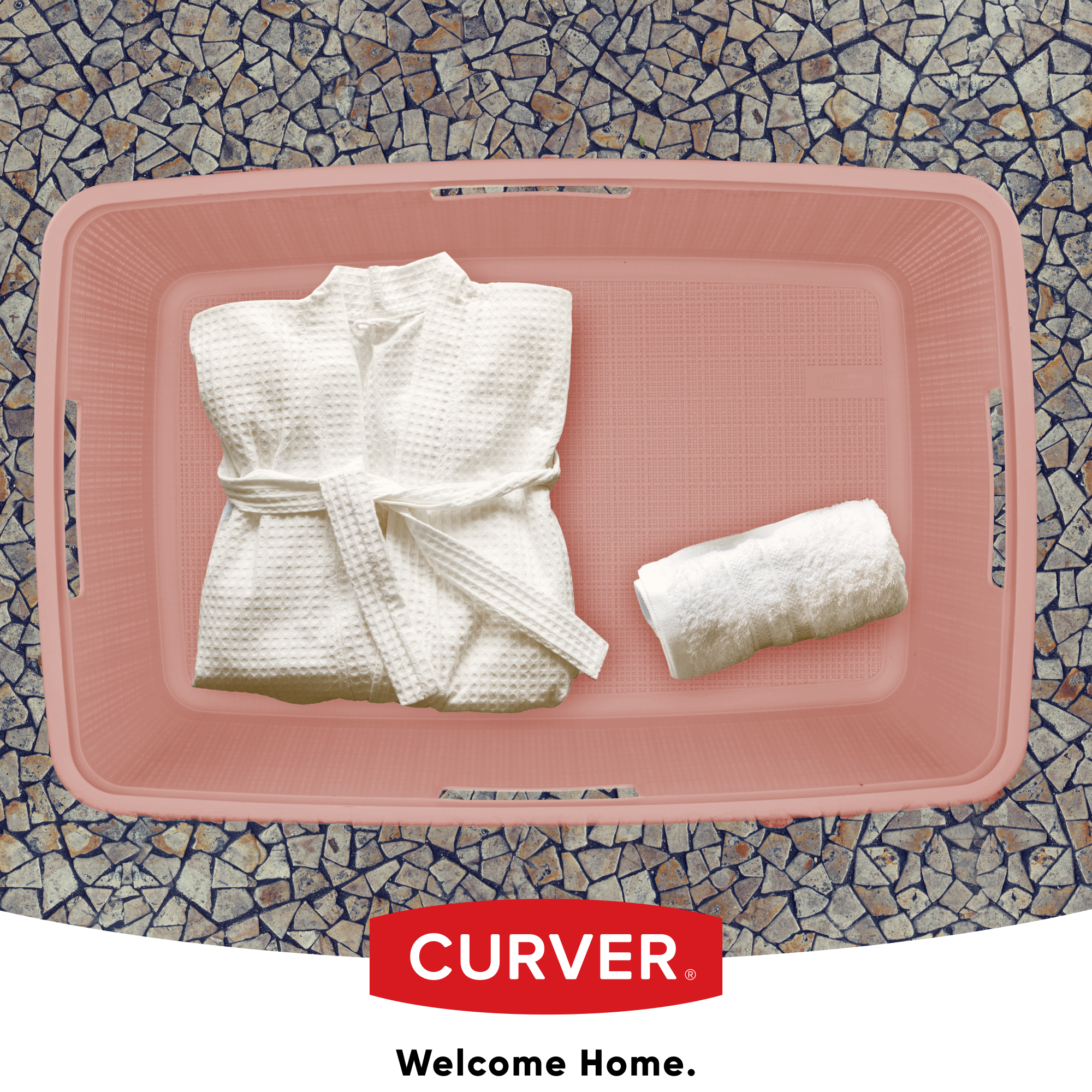 Kosz do magla Curver Jute 46L, pudrowy róż