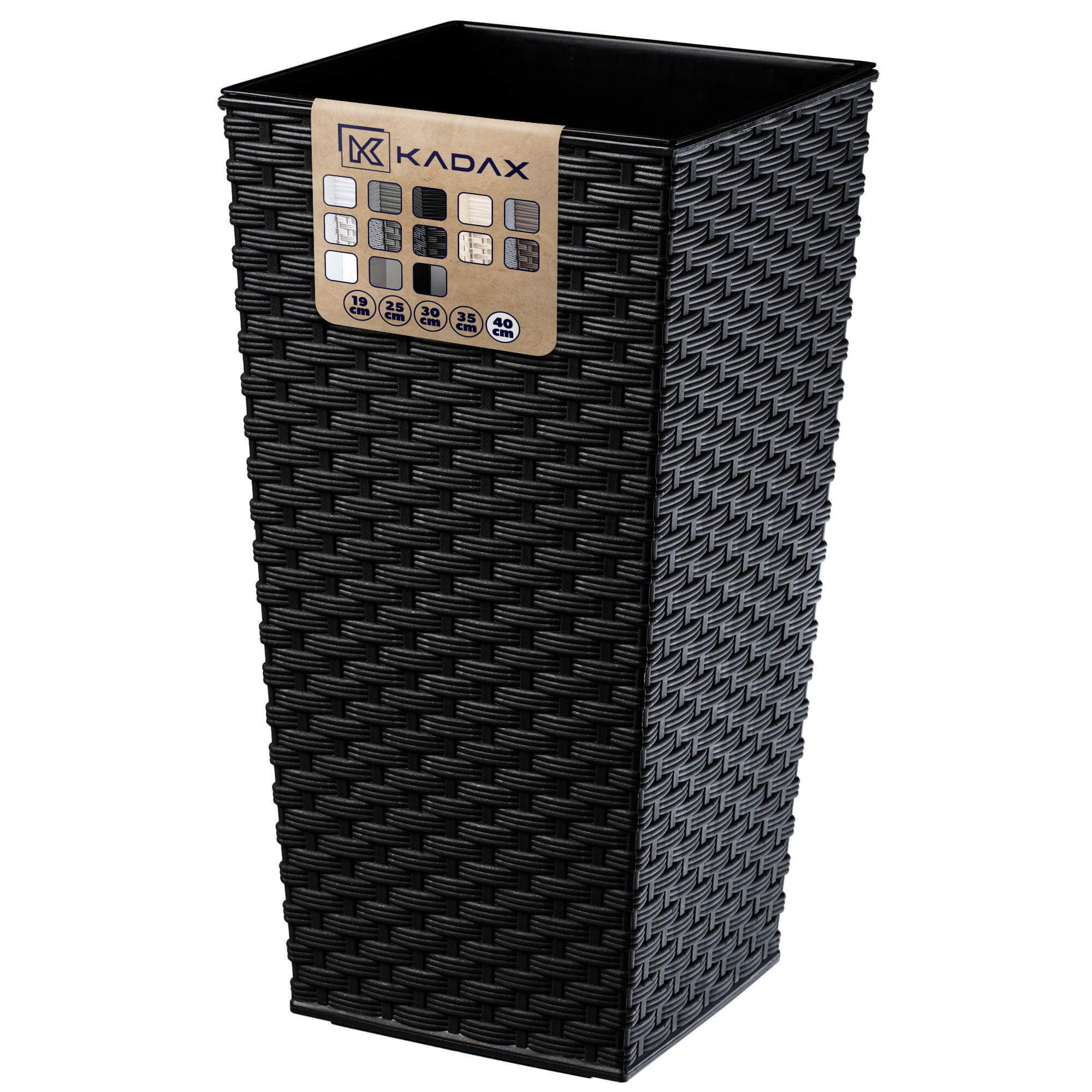 Donica na kwiaty z wkładem Pesaro rattan 40 cm, czarna