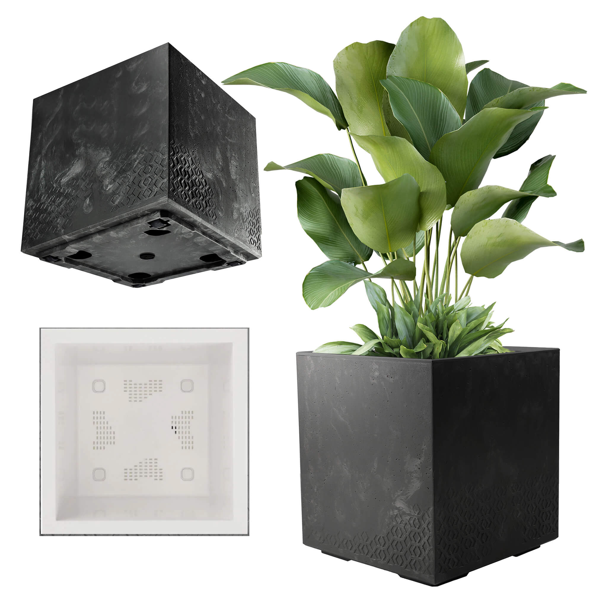 Donica na kółkach Sore 40cm czarny beton