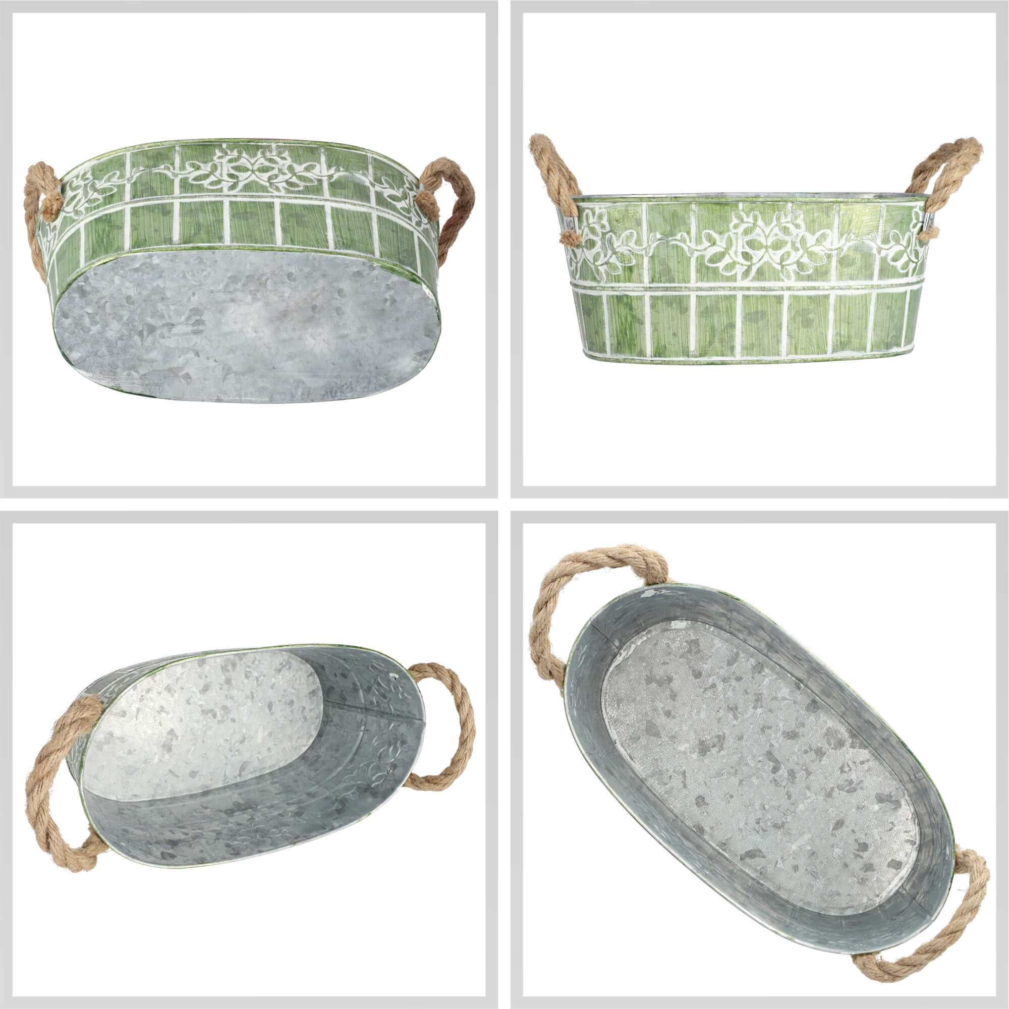 Osłonka na doniczkę z uchwytami 25 x 14 cm, zielona