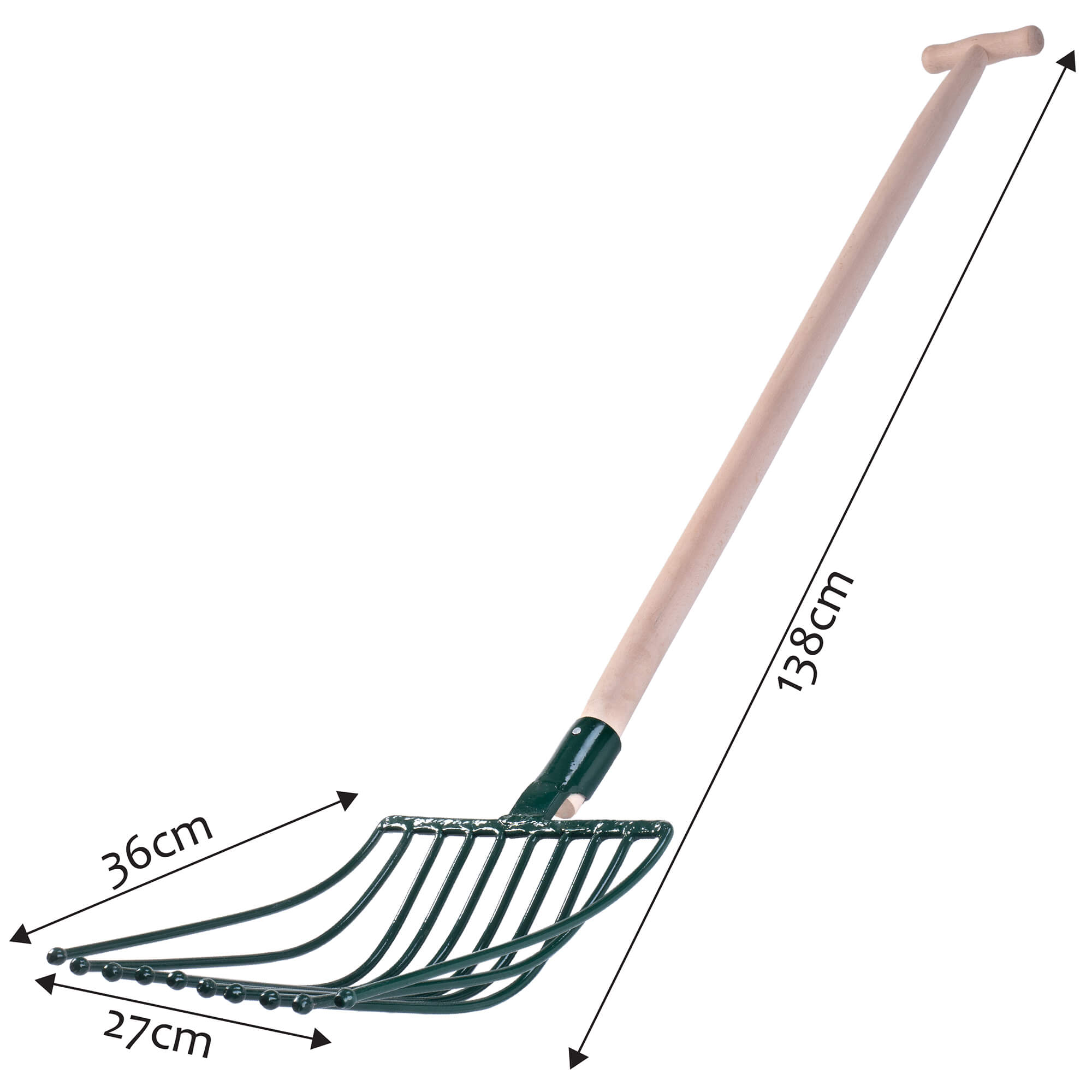 Widły metalowe Varzi 10-zębne 138 cm, zielone