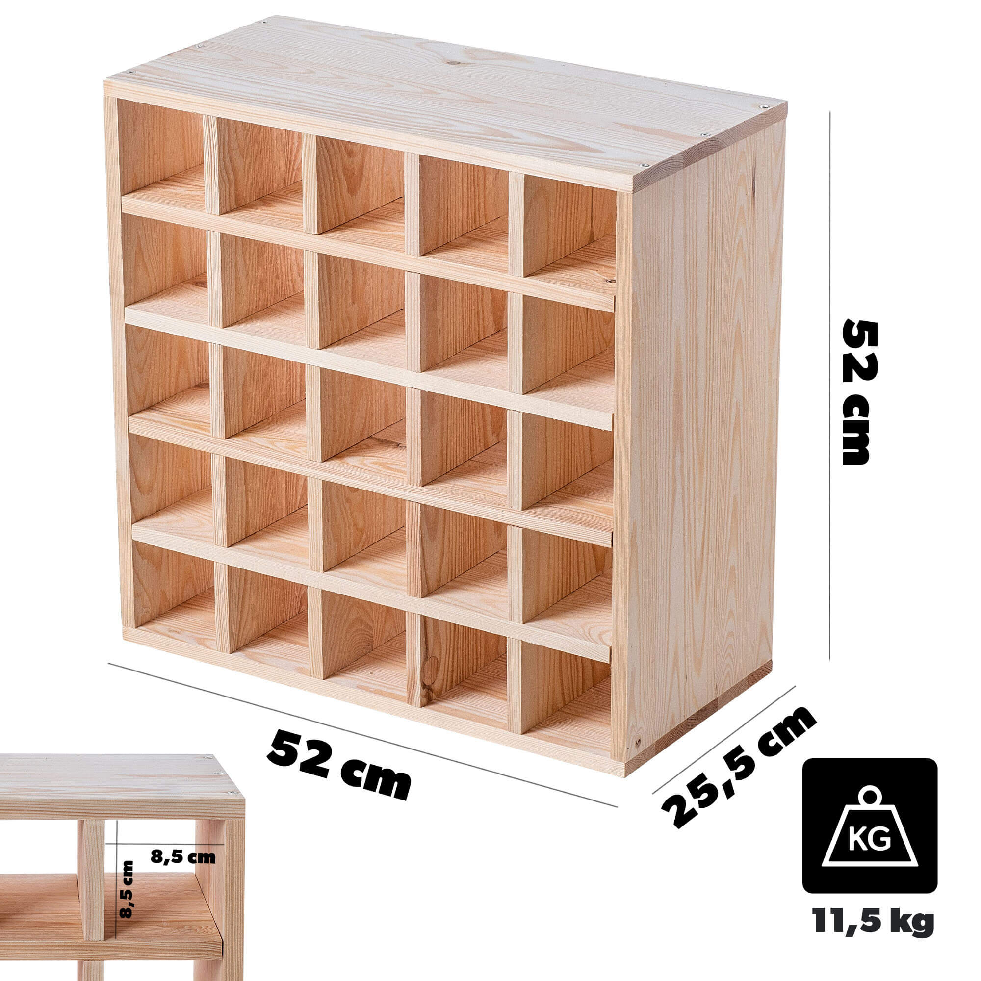 Regał na wino Loreo szachownica drewniany jasny brąz