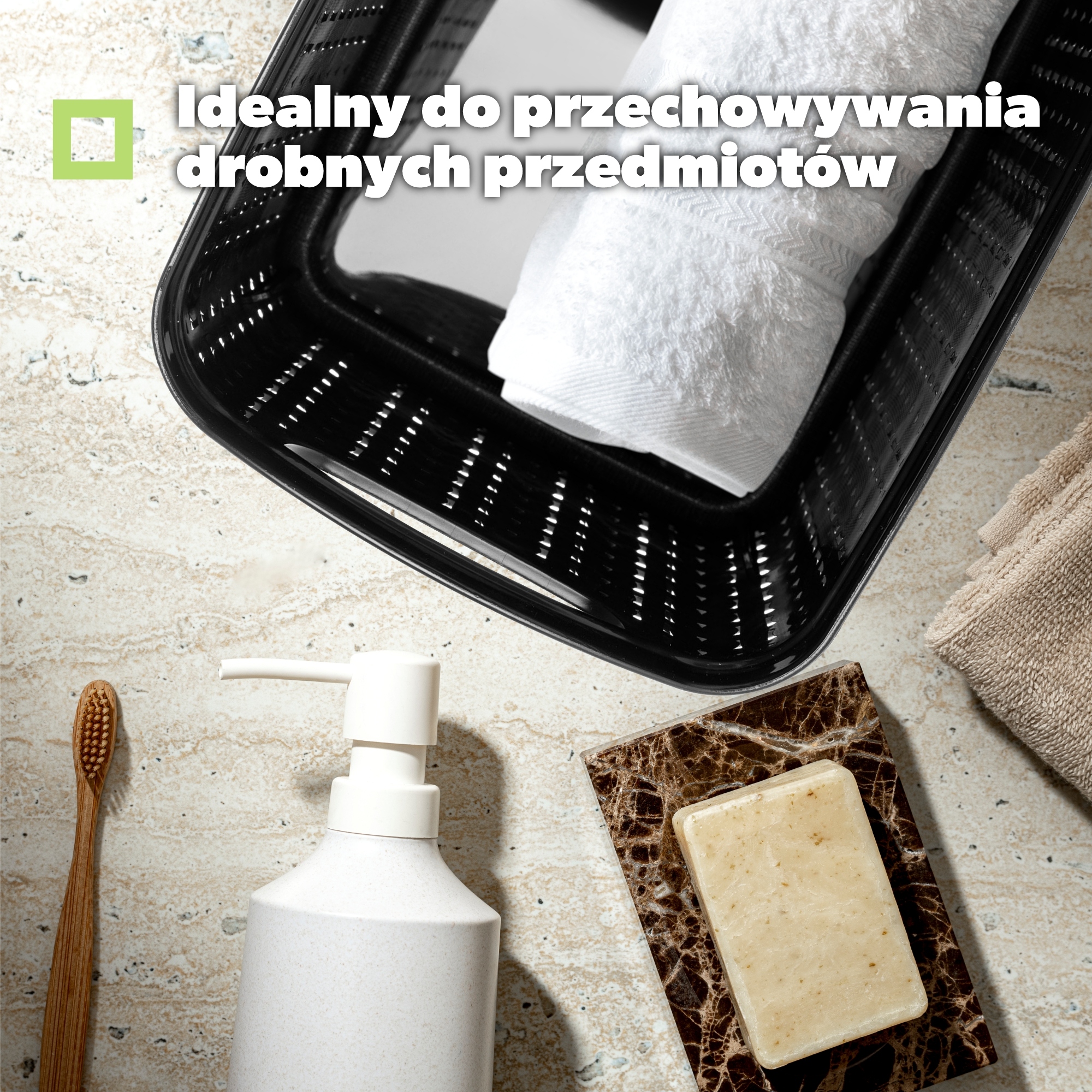 Koszyk plastikowy prostokątny Fonti 1.5L, czarny