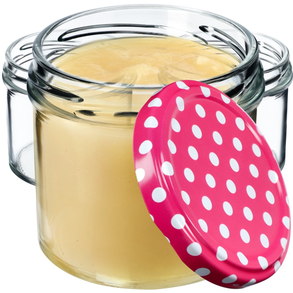 Słoiki Vigo 140ml 50szt 66mm + wieczko "Różowy groszek"
