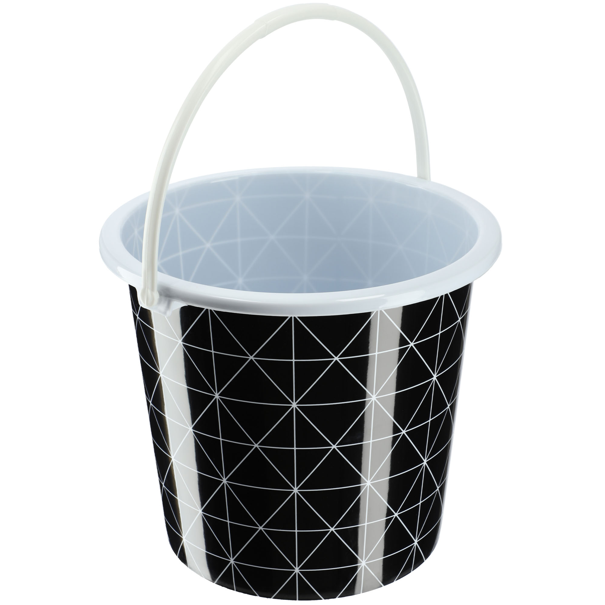 Wiadro plastikowe Ars 5L czarne w trójkąty