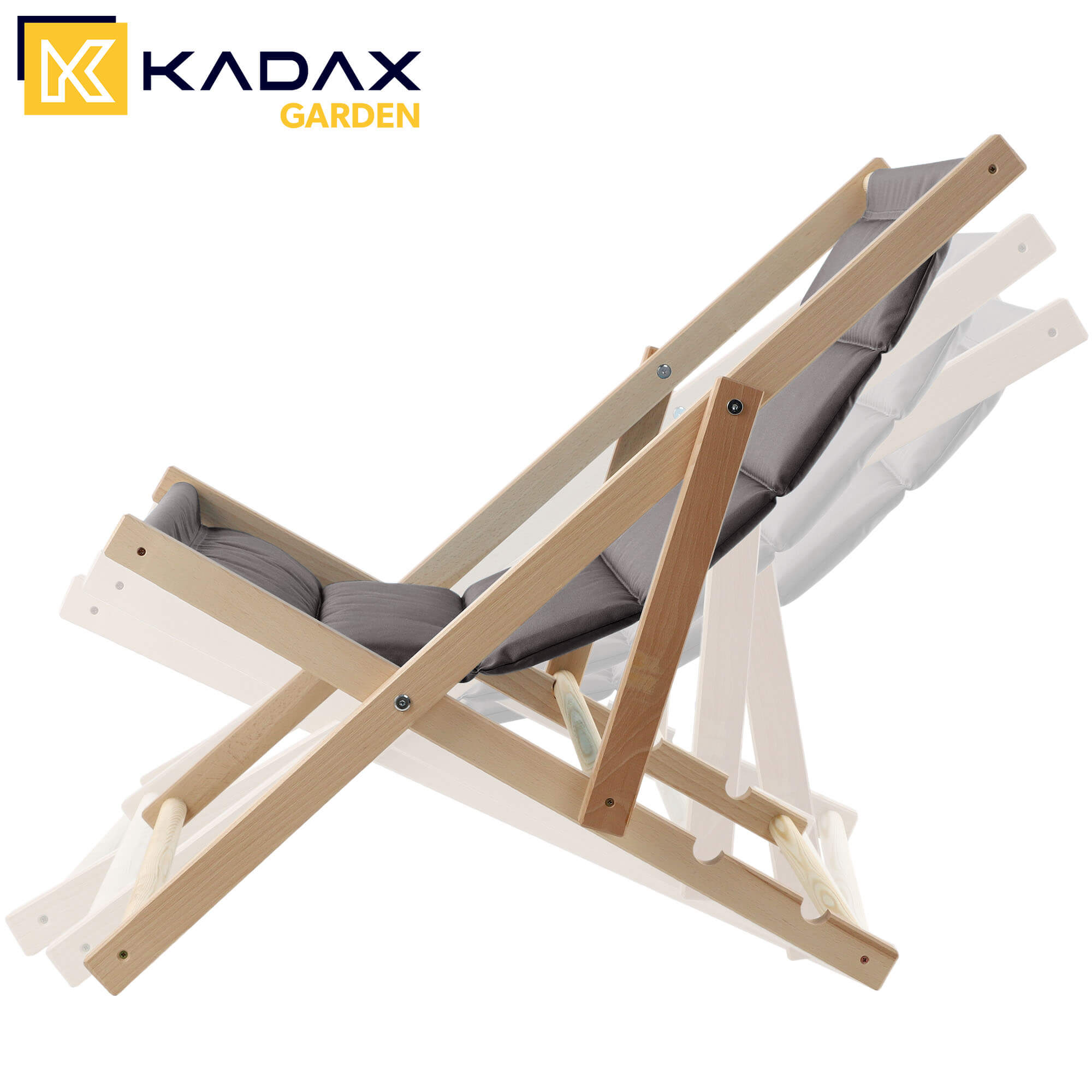 Leżak drewniany Troia, szary