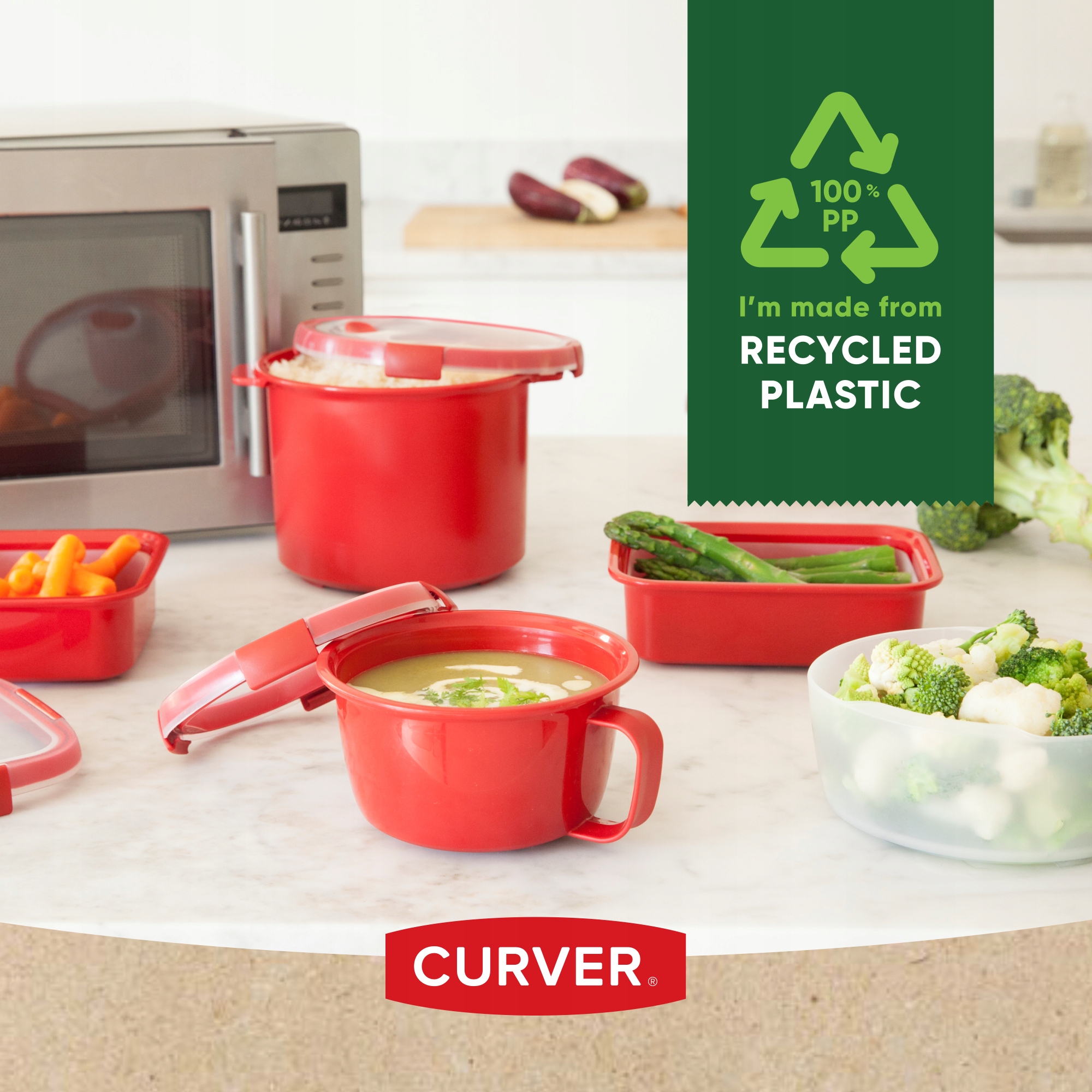 Pojemnik na żywość okrągły 1L Curver Smart Eco, zielony